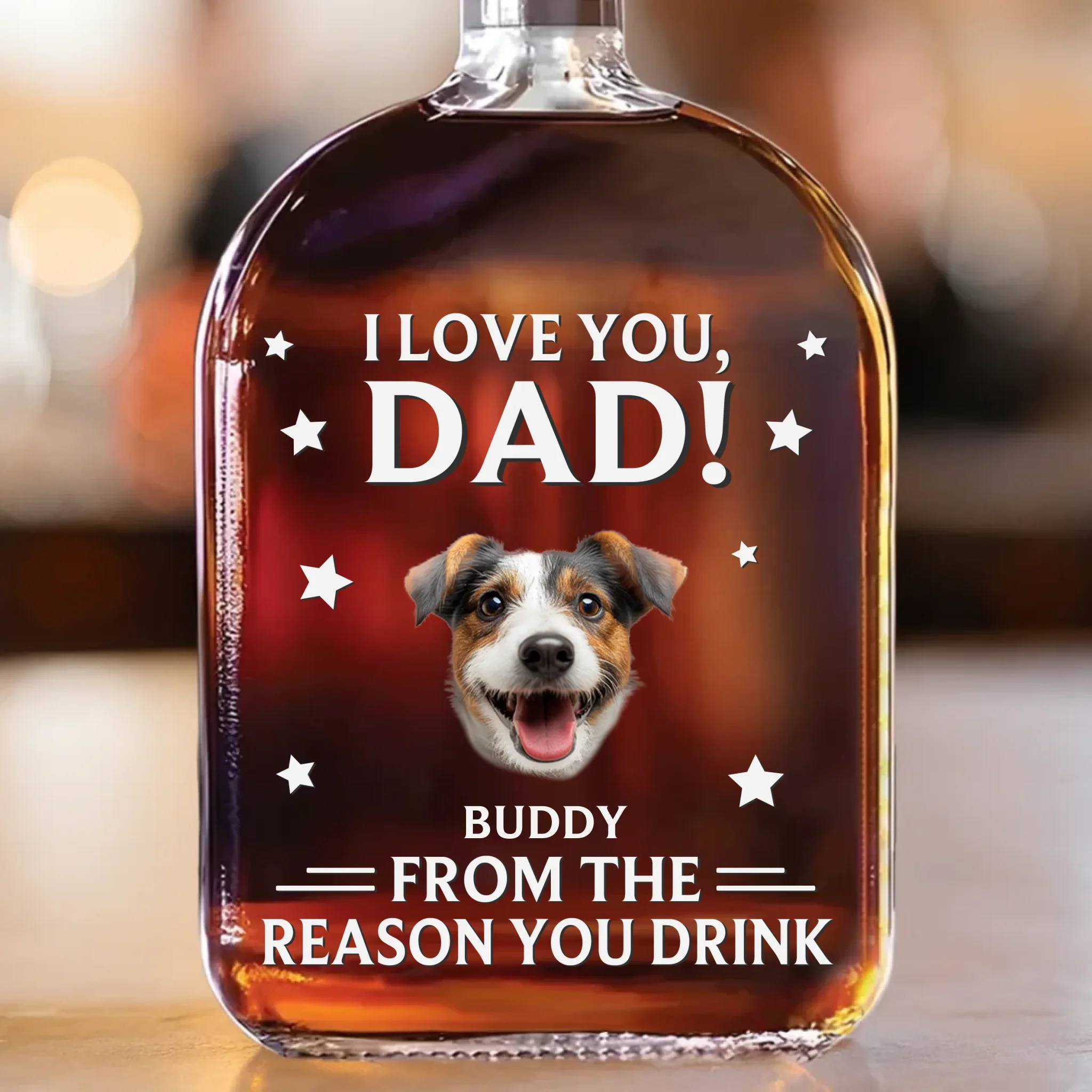 Custom Photo Dad Fuel Courtesy Of Your Pack - Dog & Cat Personalized Custom Whiskey Bottle - Father's Day,  Gift For Dad, Pet Owners, Pet Lovers - Robaser