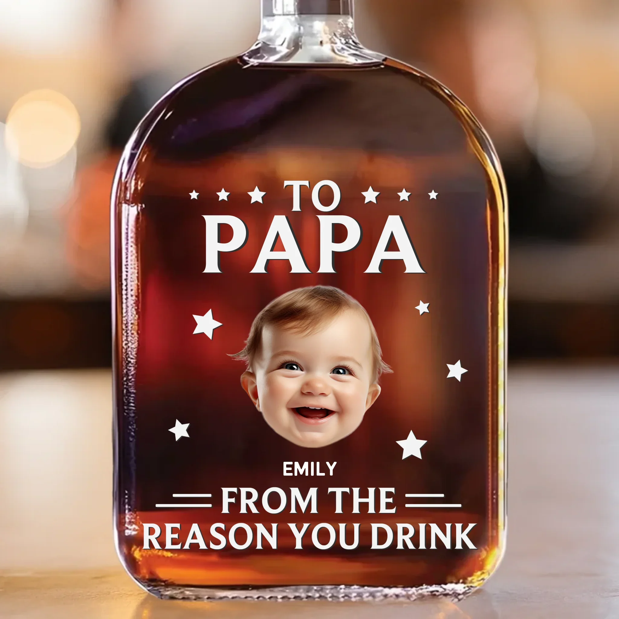 Custom Photo Because We Make Life Interesting - Family Personalized Custom Whiskey Bottle - Father's Day, Gift For Dad, Grandpa - Robaser