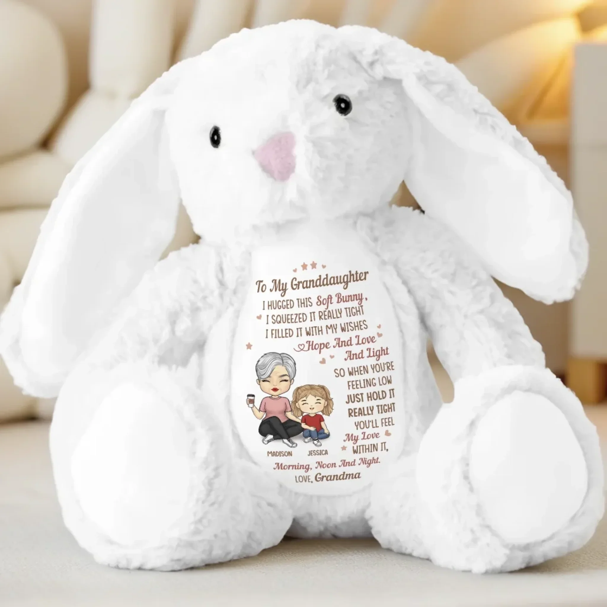 This Bunny Carries All My Love - Family Personalized Custom Easter Bunny Plush - Mother's Day, Gift For Mom, Grandma - Robaser