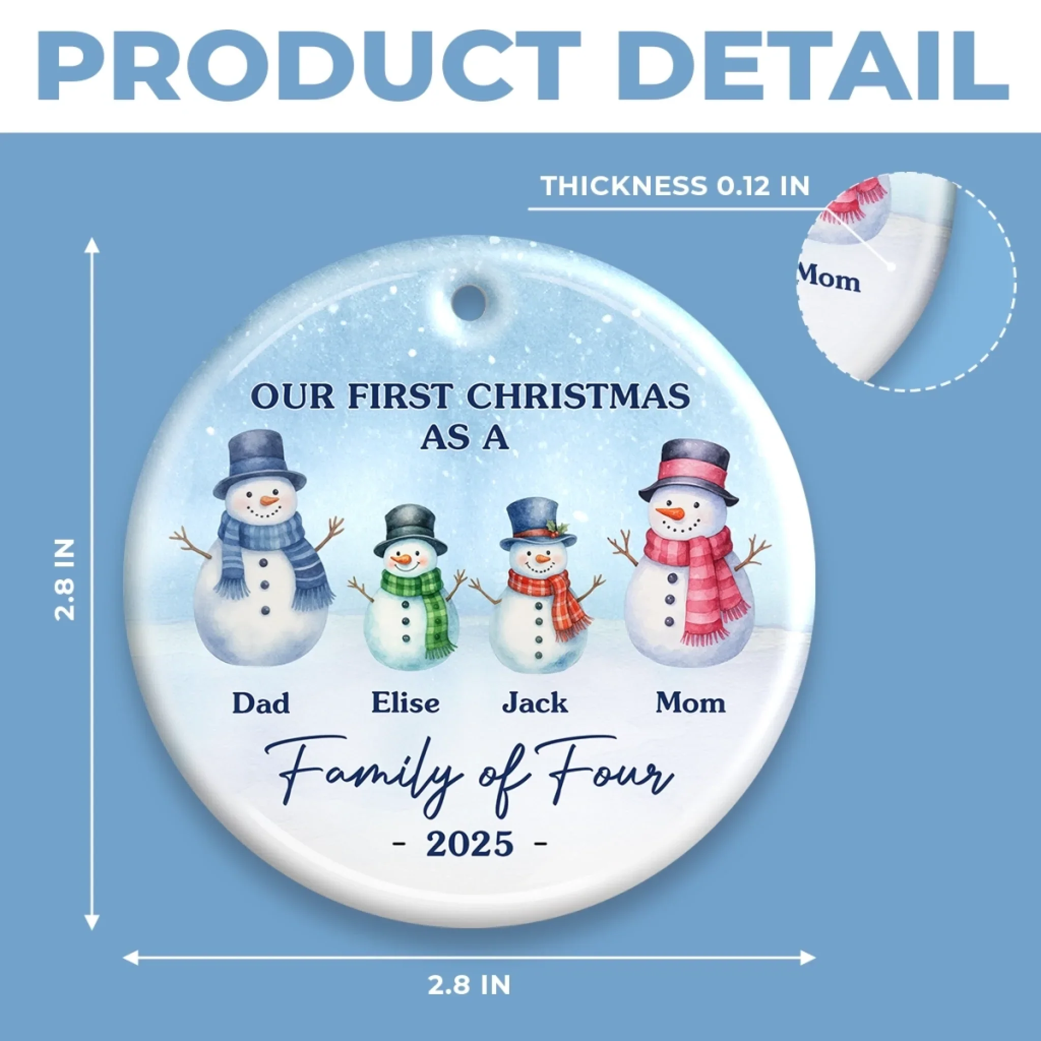 Custom Ceramic Ornament - Personalized Christmas Birthday Gifts For Mom, Dad, Kids - Our Frosty Family - Robaser