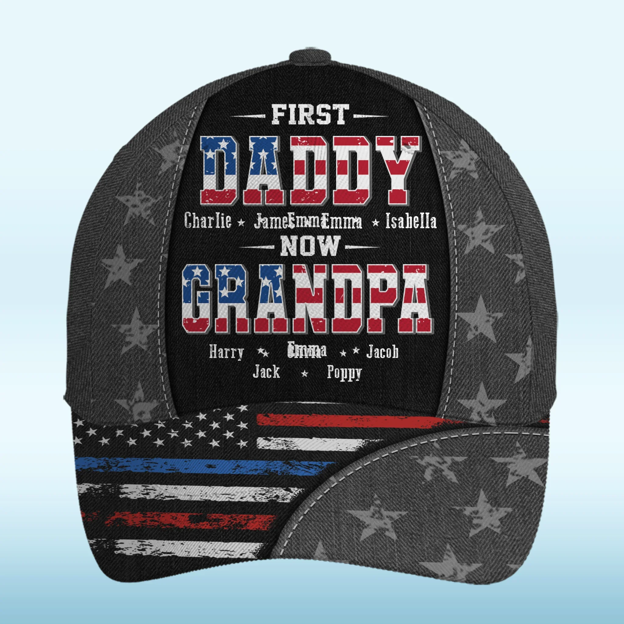 First Dad, Now Grandpa - Family Personalized Custom Hat, All Over Print Classic Cap - Father's Day, Gift For Dad, Grandpa - Robaser