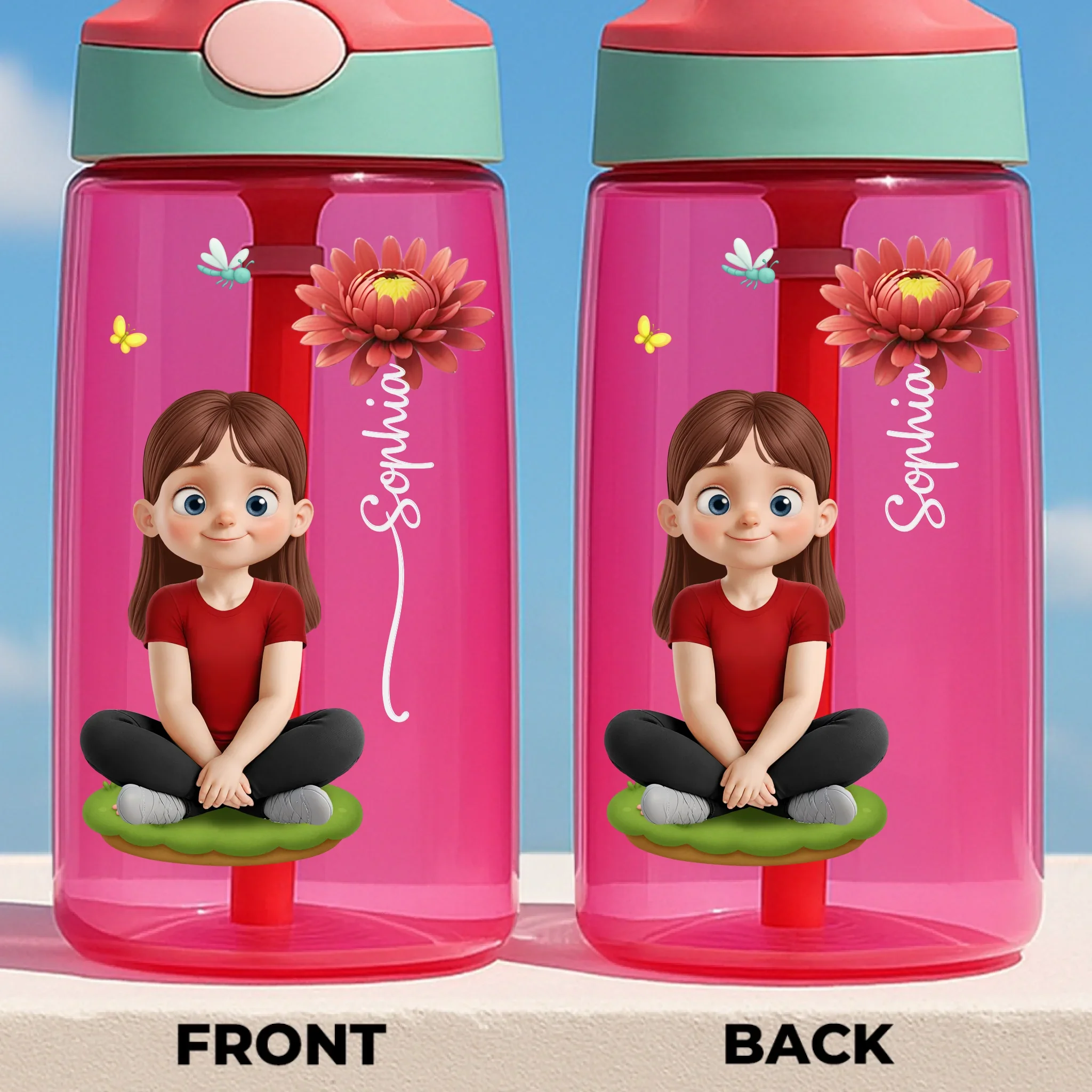 Custom 16oz Plastic Kids Water Bottle - Personalized Back To School Gifts For Kids - Kids Blossom With Every Drink - Robaser