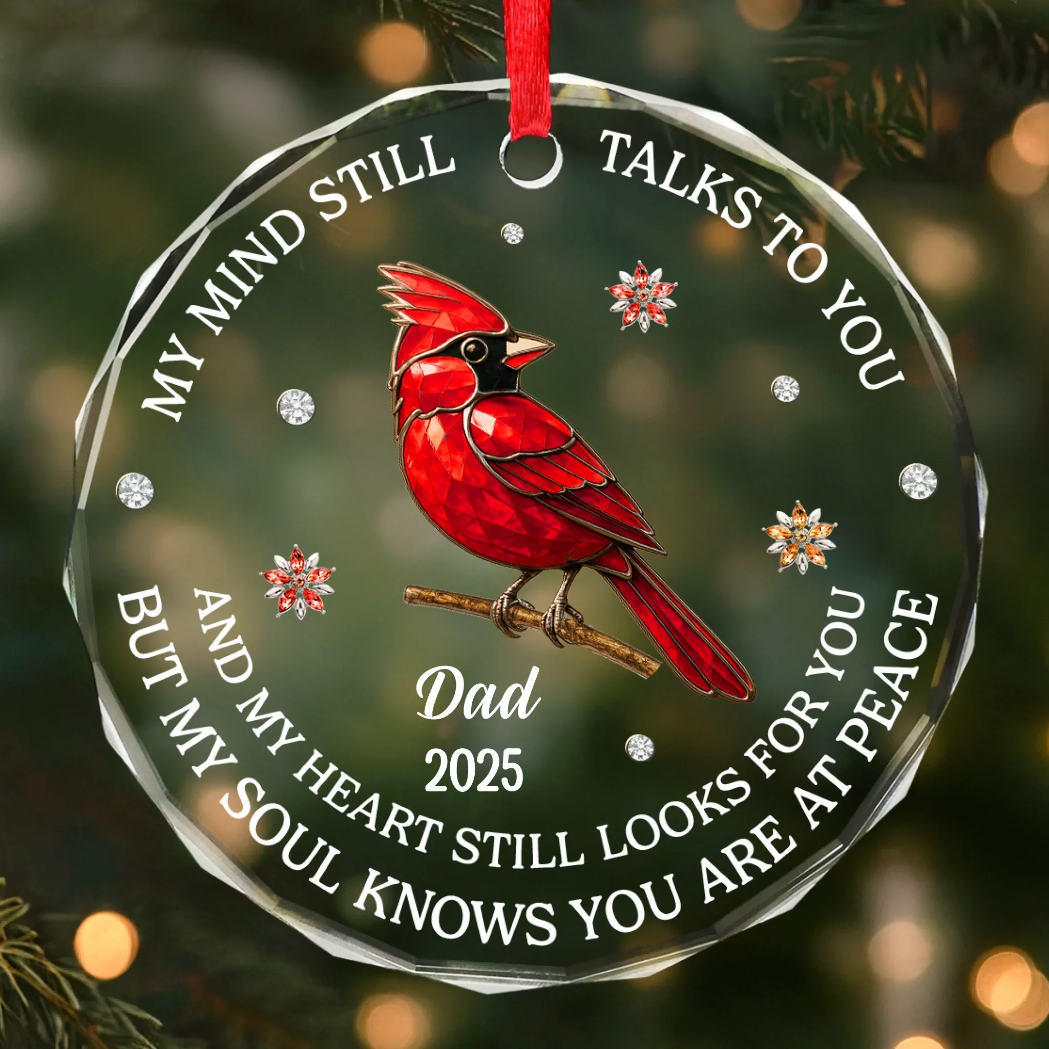 Custom Circle Glass Ornament - Personalized Christmas Memorial Sympathy Gifts For Loss Of Mom, Dad - In Every Season, You  re Here - Robaser