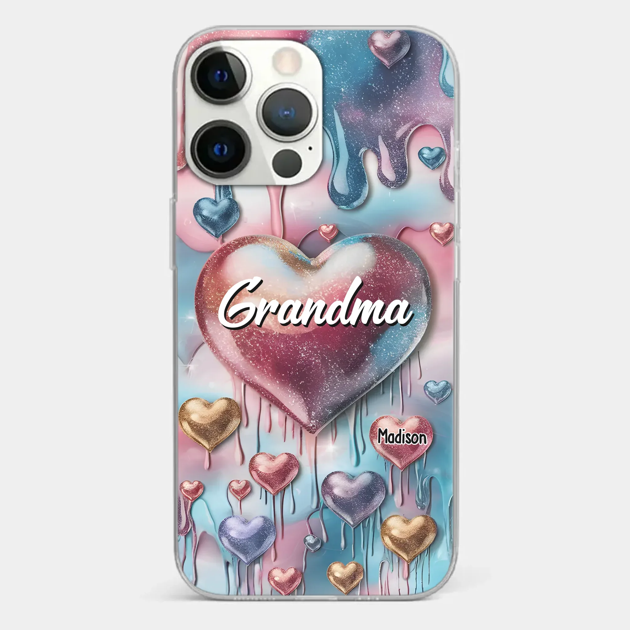 Forever In Grandmother's Heart - Family Personalized Custom 3D Inflated Effect Printed Clear Phone Case - Gift For Mom, Grandma - Robaser