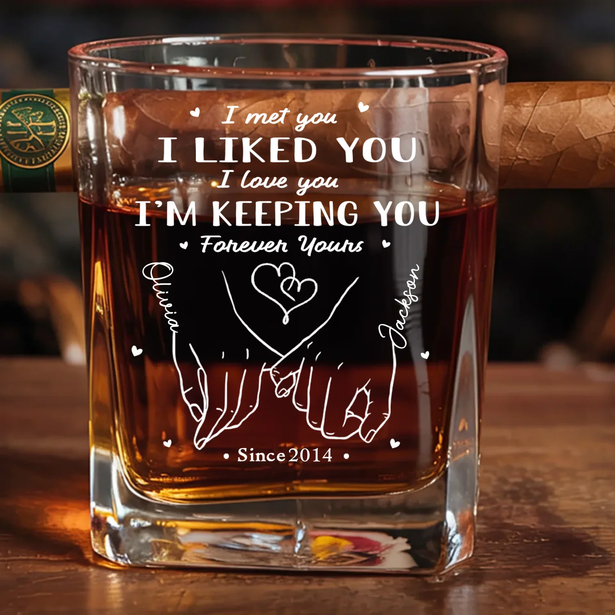 You Hold My Heart - Couple Personalized Custom Whiskey Glass With Cigarette Holder - Gift For Husband Wife, Anniversary - Robaser