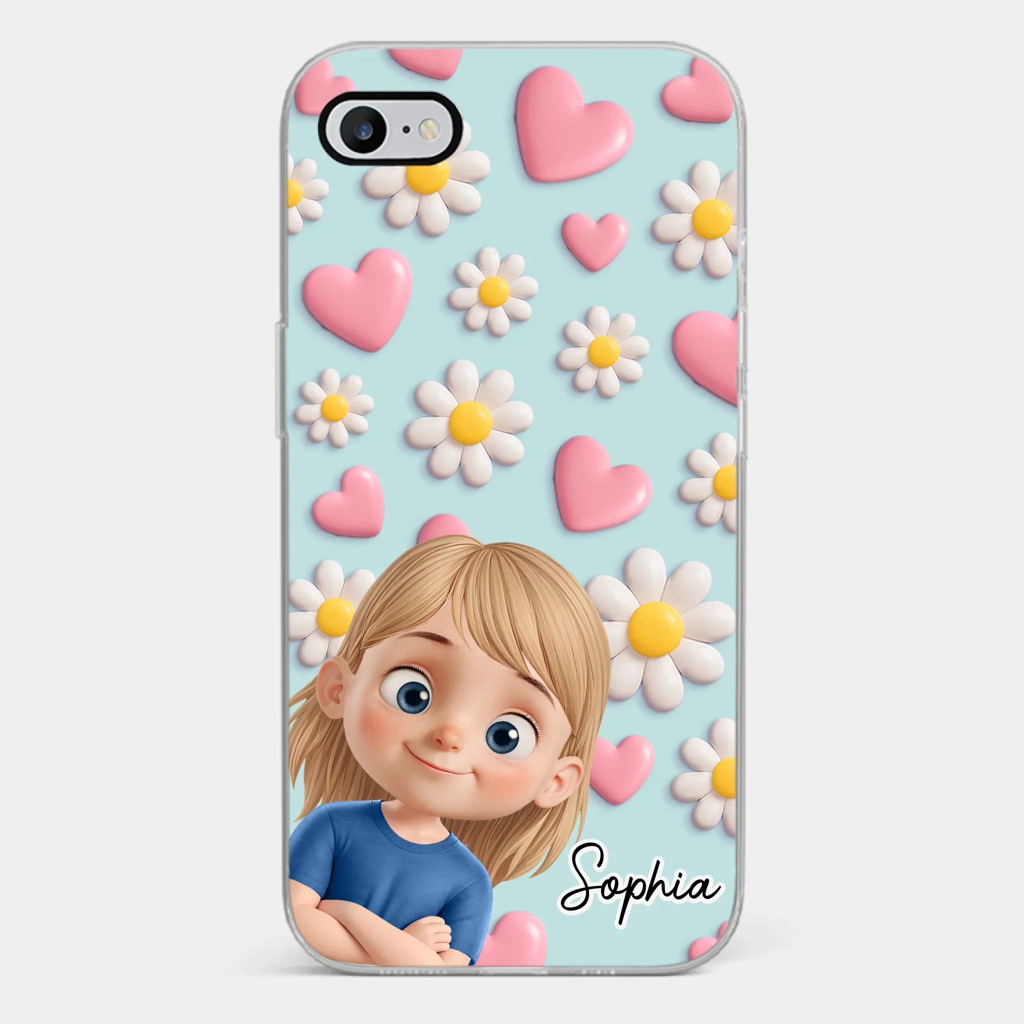 Custom 3D Inflated Effect Printed Clear Phone Case - Personalized Birthday Gifts For Mom, Grandma - Love You To Pieces - Robaser
