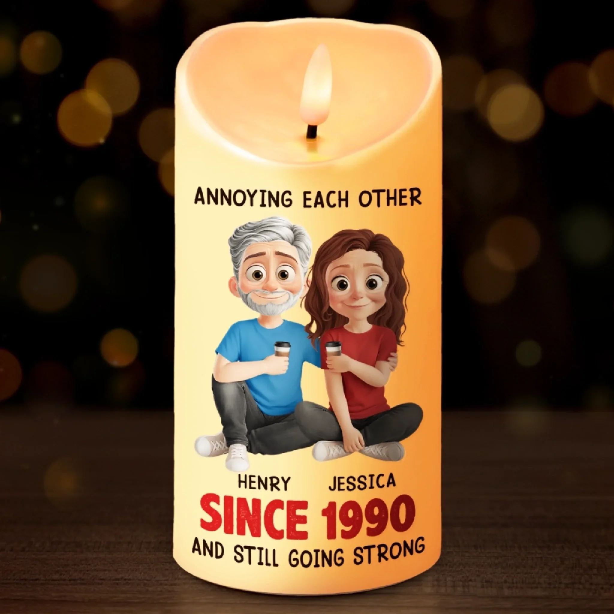 Custom LED Candle - Personalized Anniversary Wedding Gifts For Husband And Wife, Him And Her - We  re Unstoppable Together - Robaser