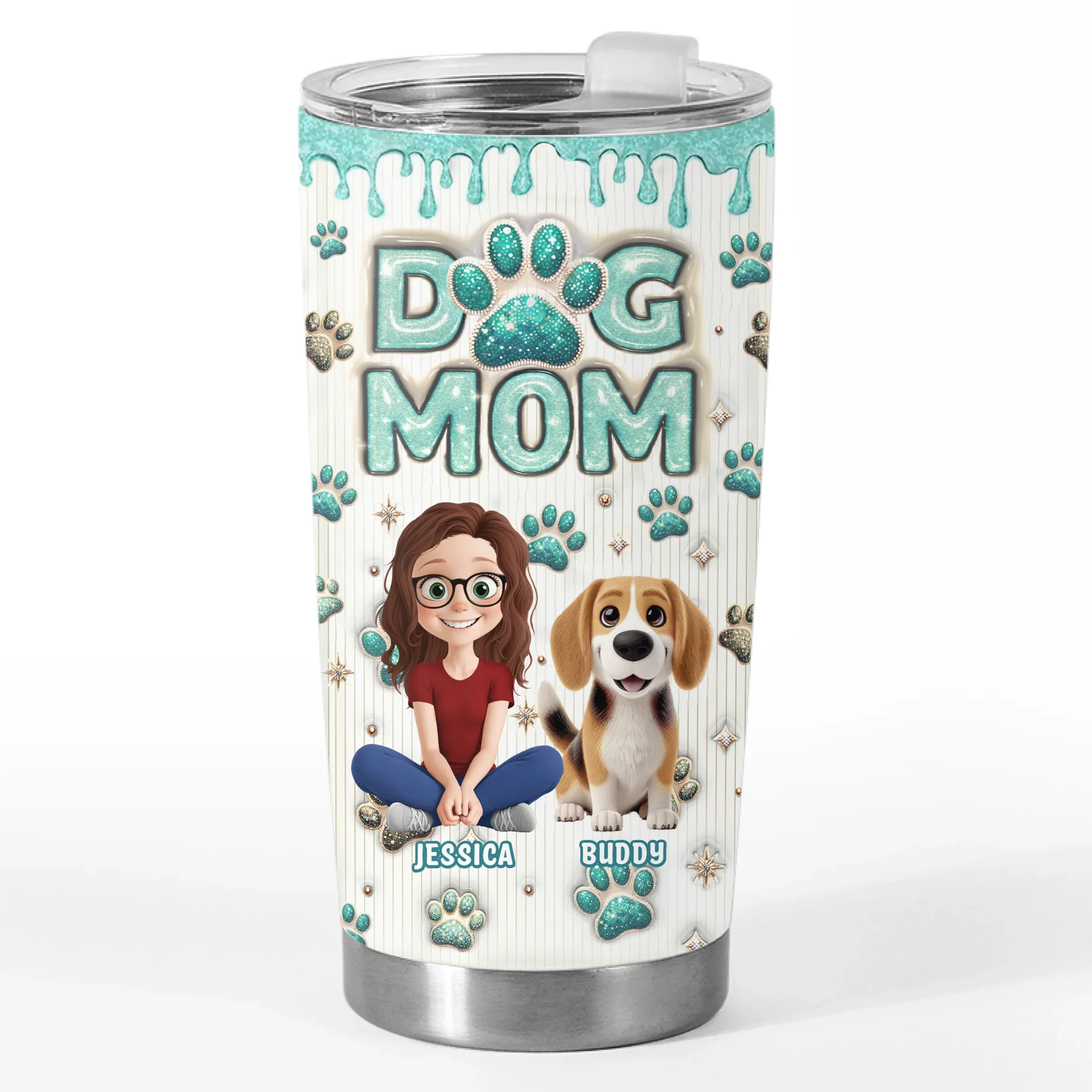 Custom 3D Inflated Effect Printed Tumbler - Personalized Birthday Gifts For Dog Lovers, Dog Dad And Mom - Dog Kisses Fix Everything - Robaser