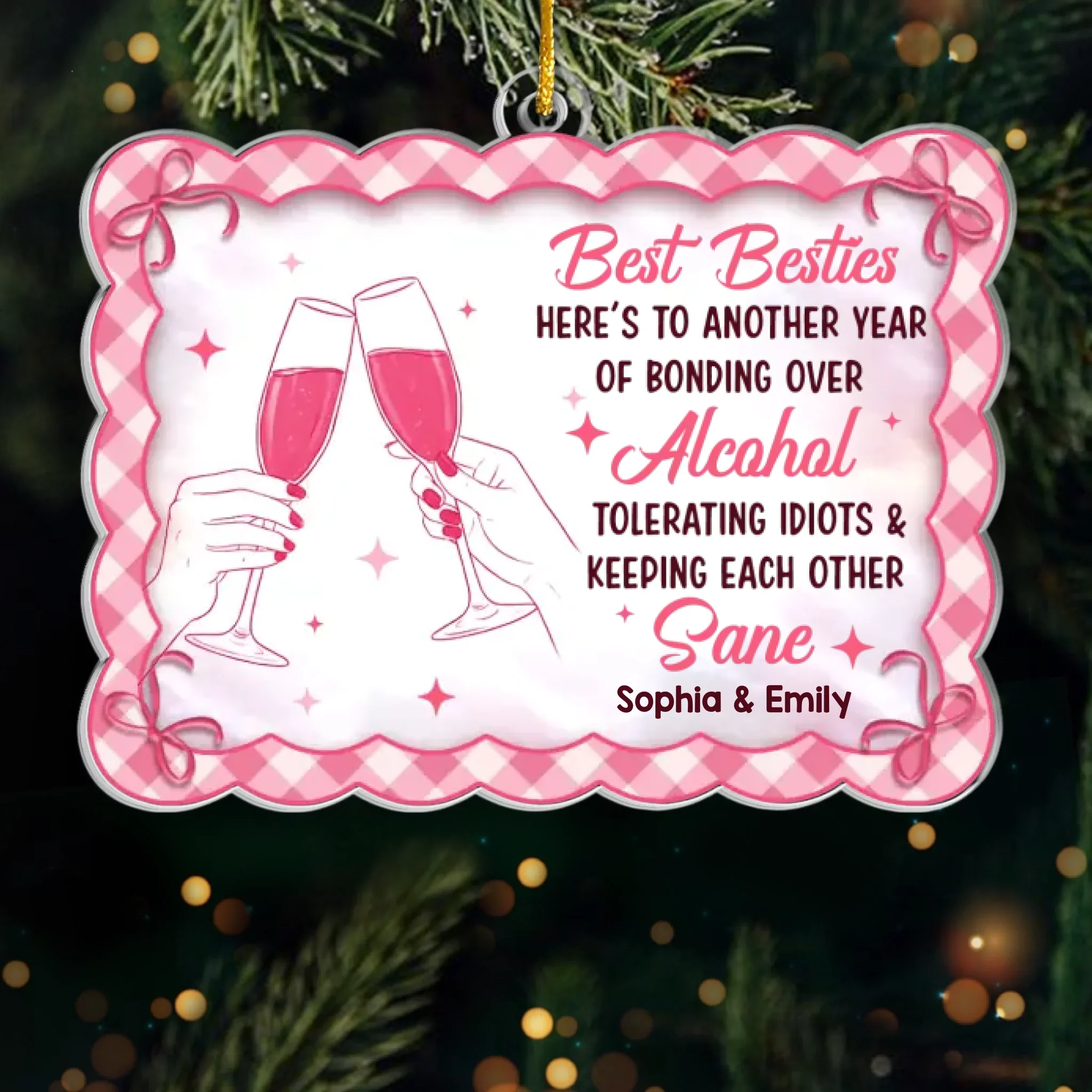 Custom Acrylic Ornament - Personalized Best Friend Christmas Birthday Gifts For Women, Besties, Sisters, BFF - Sleigh Bells And Shared Laughs - Robaser