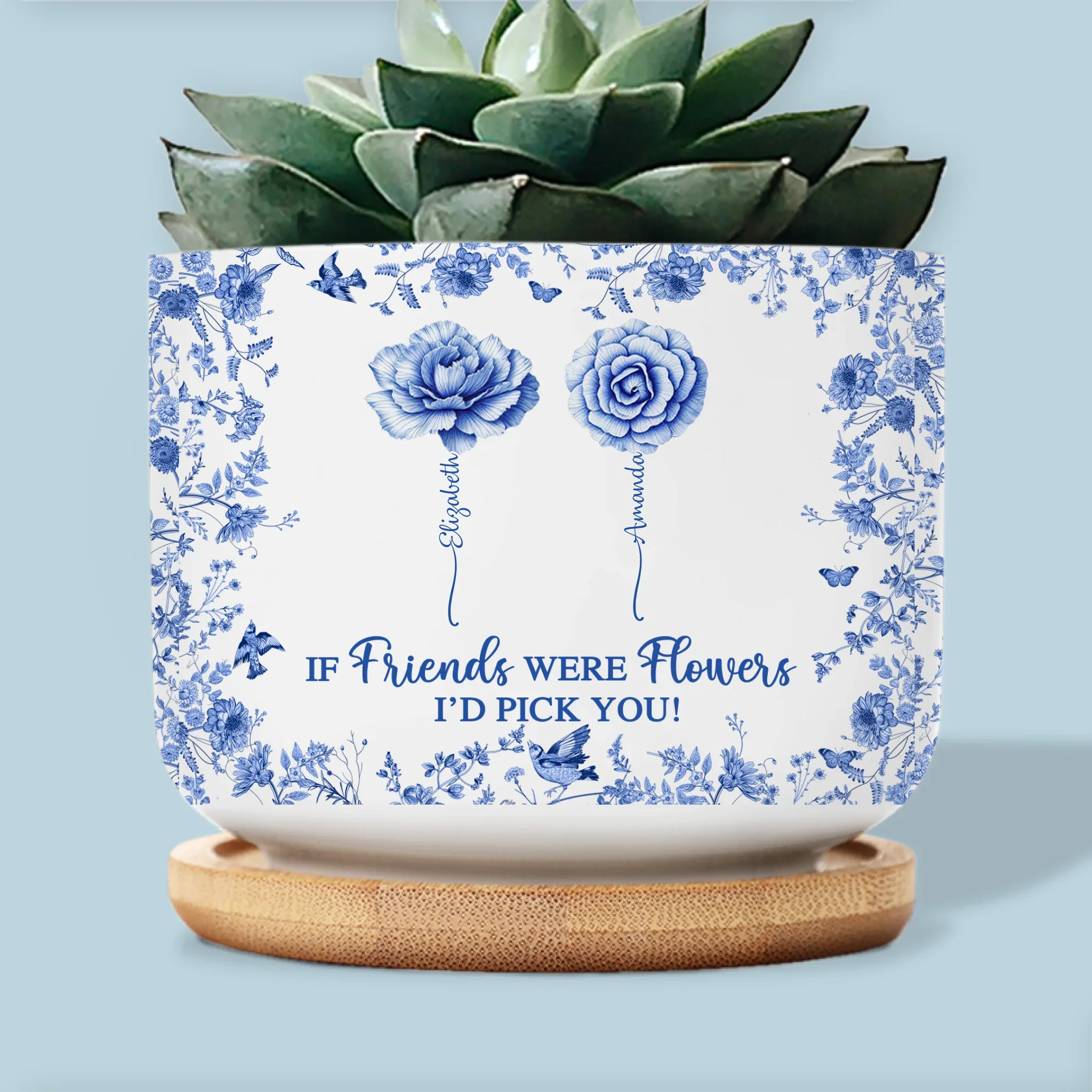 Custom Home Decor Ceramic Plant Pot - Personalized Best Friend Birthday Gifts For Women - Time Nurtures Everlasting Bonds - Robaser