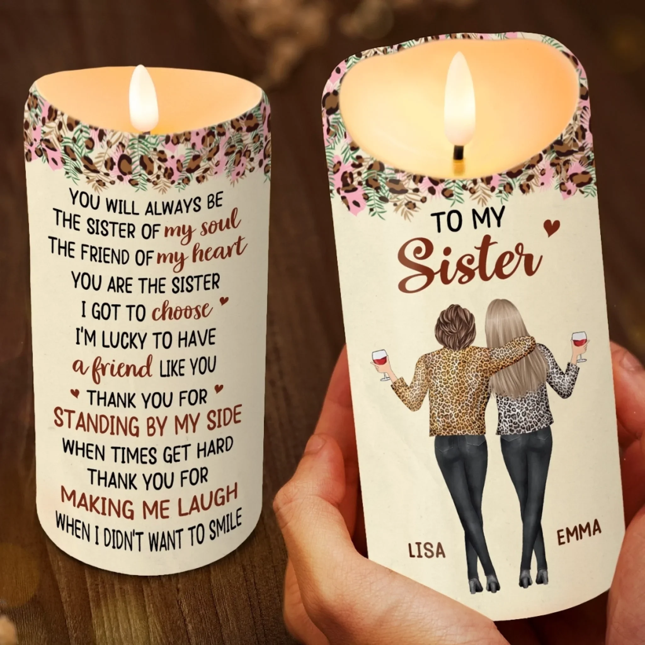 Custom LED Candle - Personalized Best Friend Birthday Gifts For Women, Besties, Sisters, BFF - Bestie Moments Last A Lifetime - Robaser
