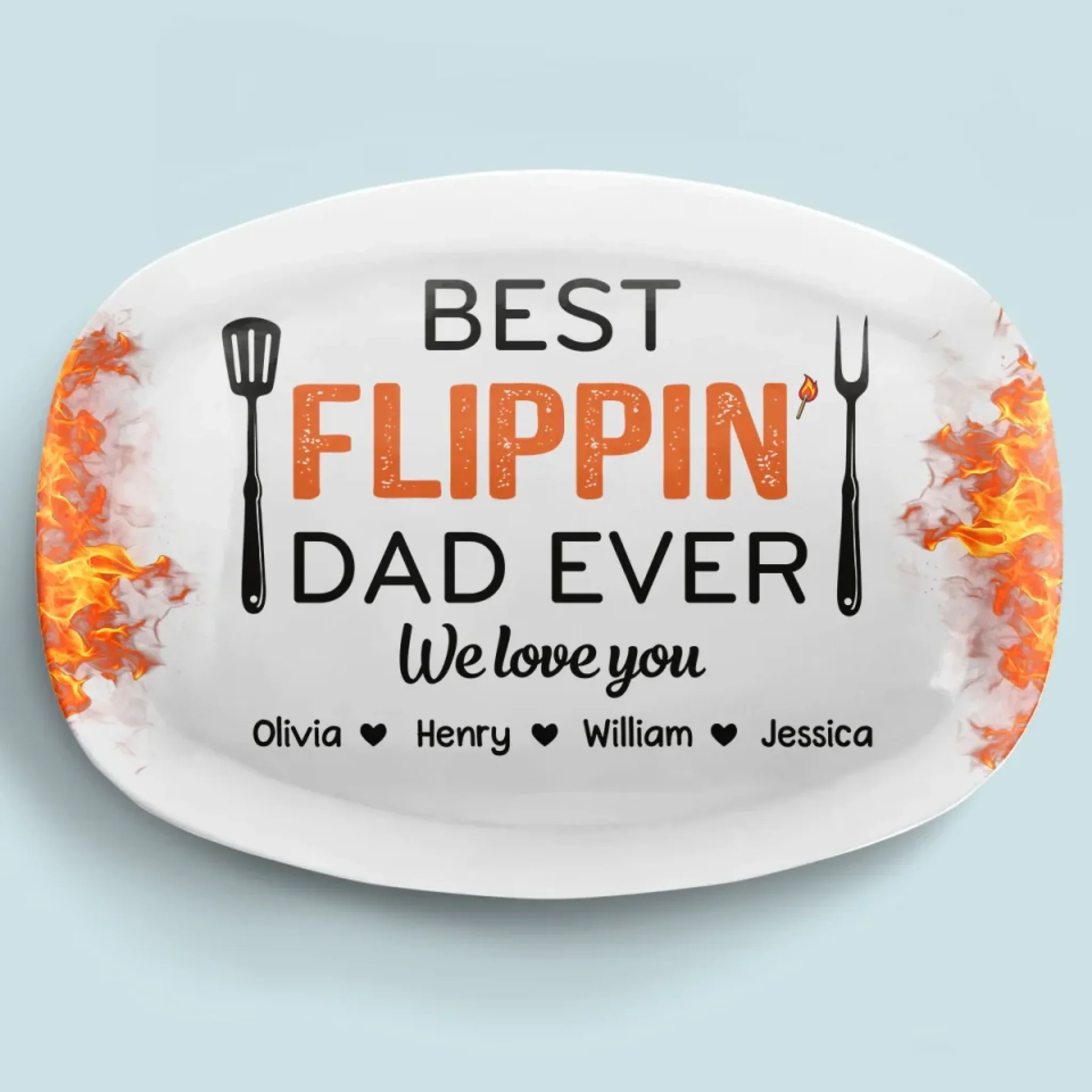 Best Flippin   Dad Ever - Family Personalized Custom Platter - Father's Day, Gift For Dad, Grandpa - Robaser
