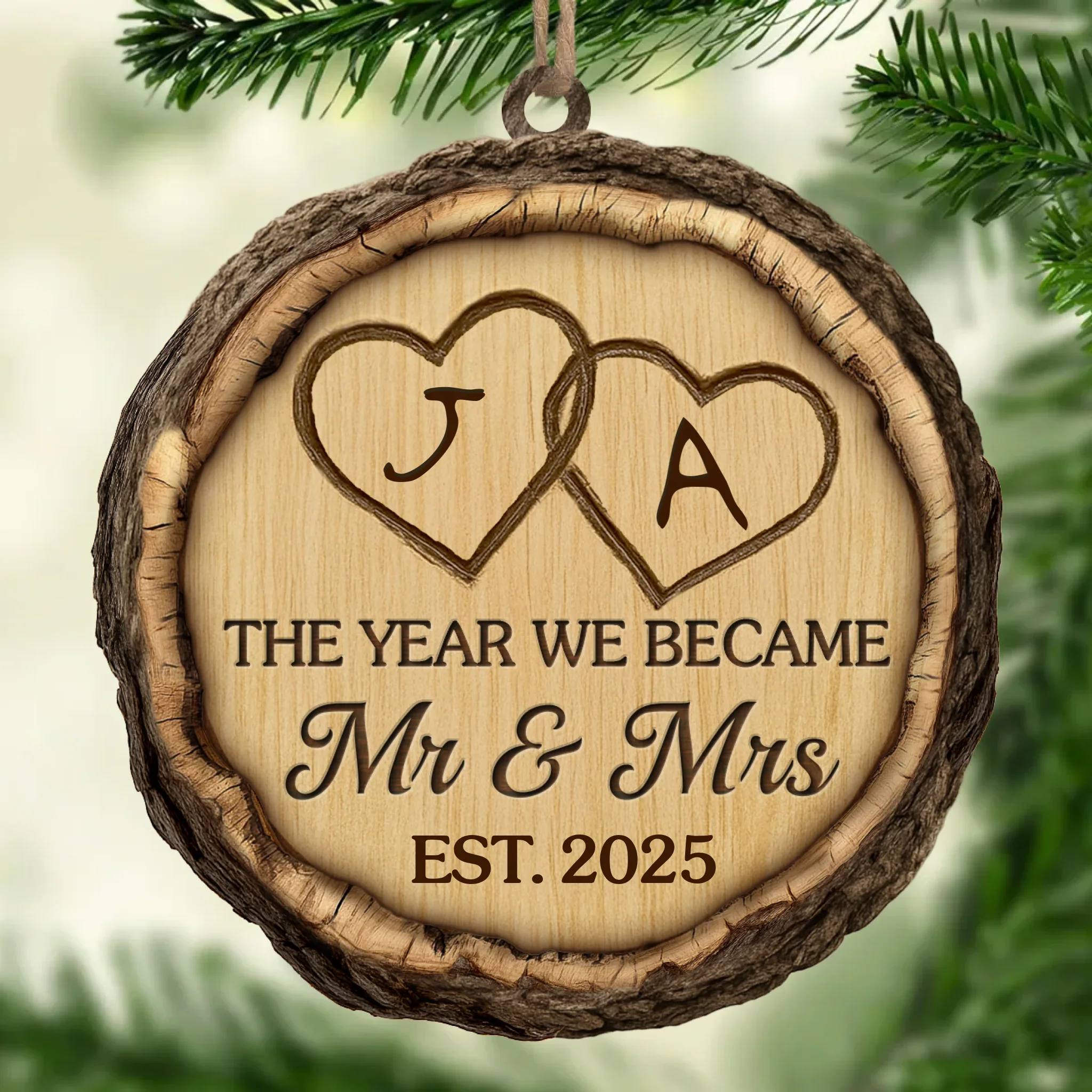 Custom Wood Ornament - Personalized Anniversary Christmas Wedding Gifts For Husband And Wife, Him And Her - Mr And Mrs Forevermore - Robaser
