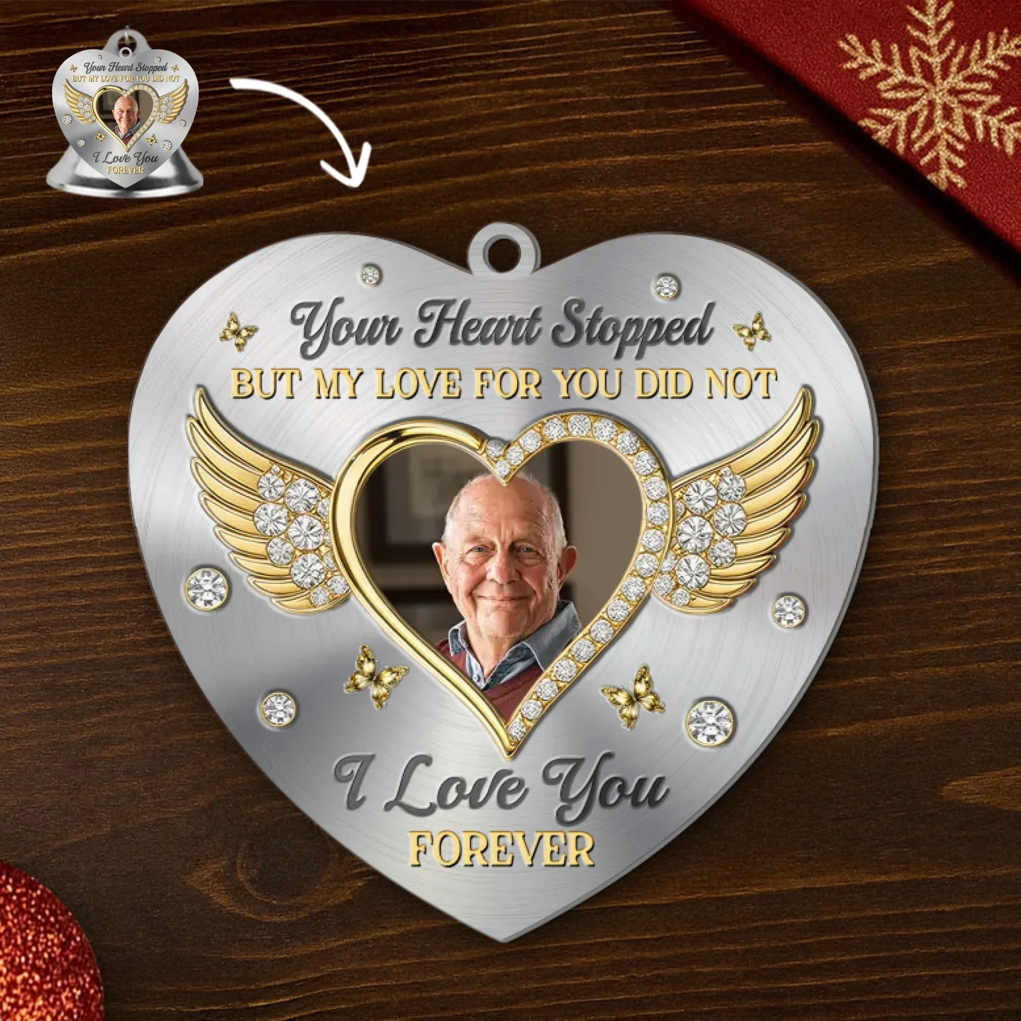 Custom Photo Bell Ornament With Charms - Personalized Memorial Sympathy Gifts For Loss Of Mom, Dad - A Life That Echoes In Love - Robaser