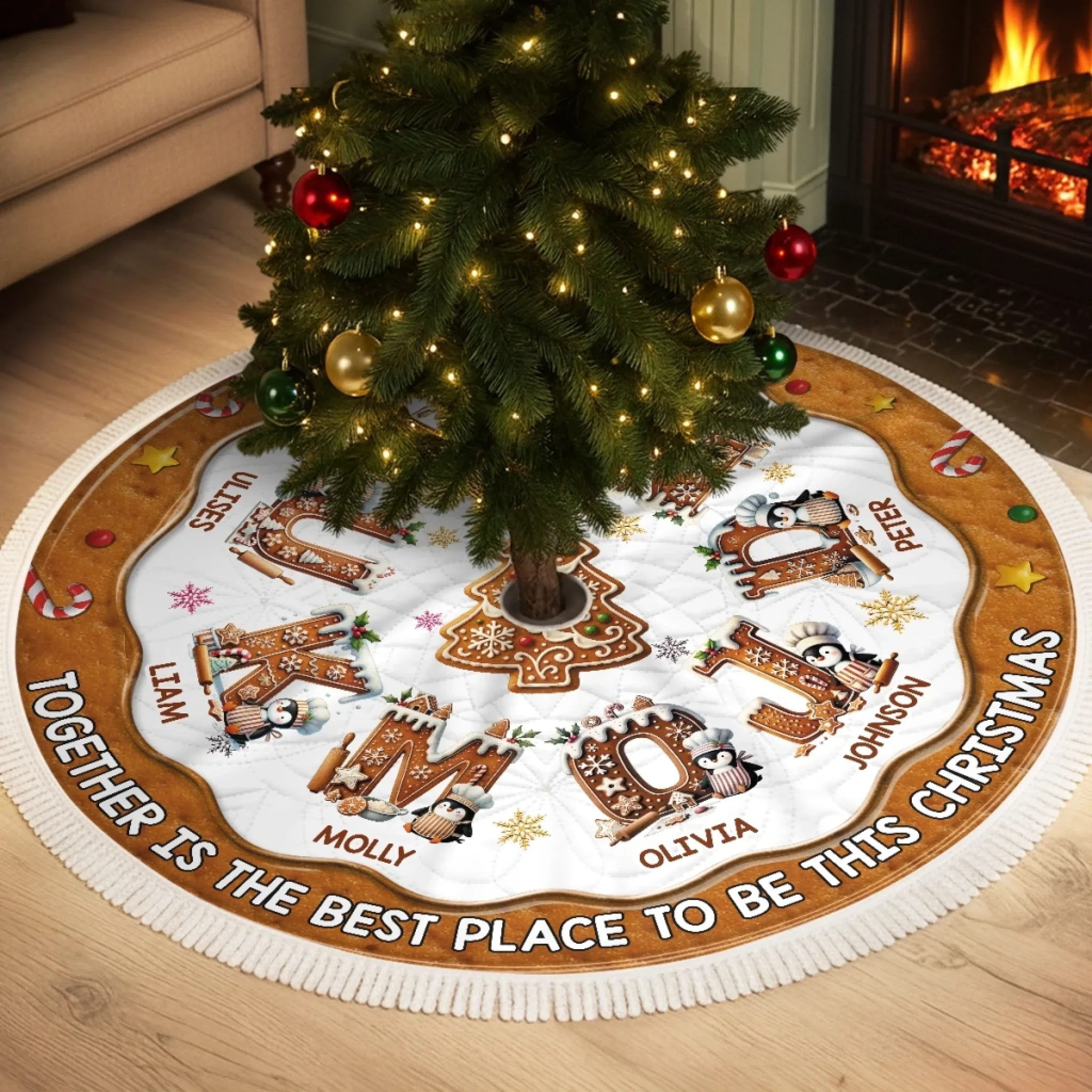 Custom Tree Skirt - Personalized Christmas Birthday Gifts For Mom, Dad, Brother, Sister, Kids - Jingle All The Way Home - Robaser