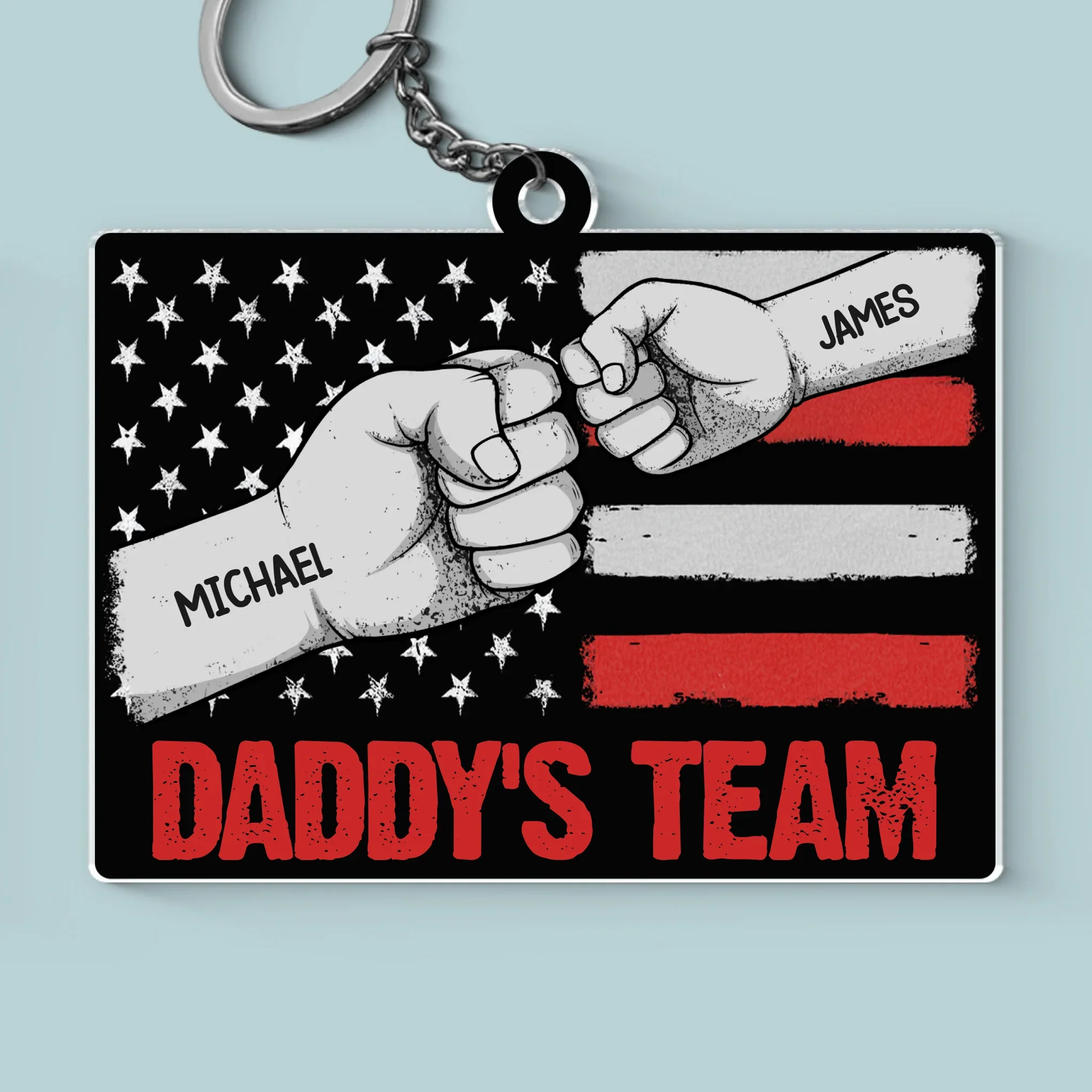 Tough Hands, Soft Heart - Family Personalized Custom Shaped Acrylic Keychain - Father's Day, Gift For Dad, Grandpa - Robaser