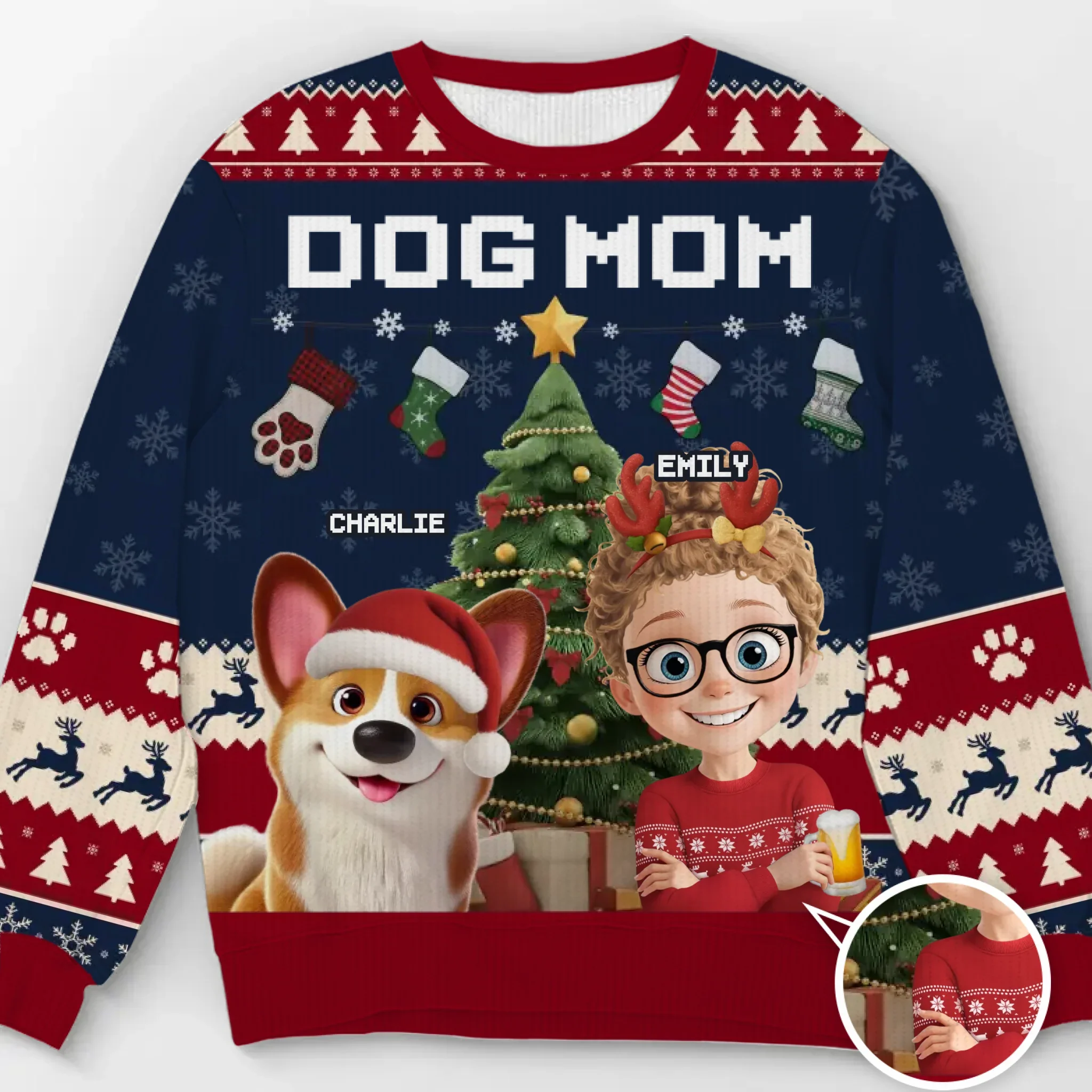 Custom Unisex Ugly Sweatshirt - Personalized  Christmas Birthday Gifts For Dog Lovers, Dog Dad And Mom - Festive Fur And Christmas Cheer - Robaser