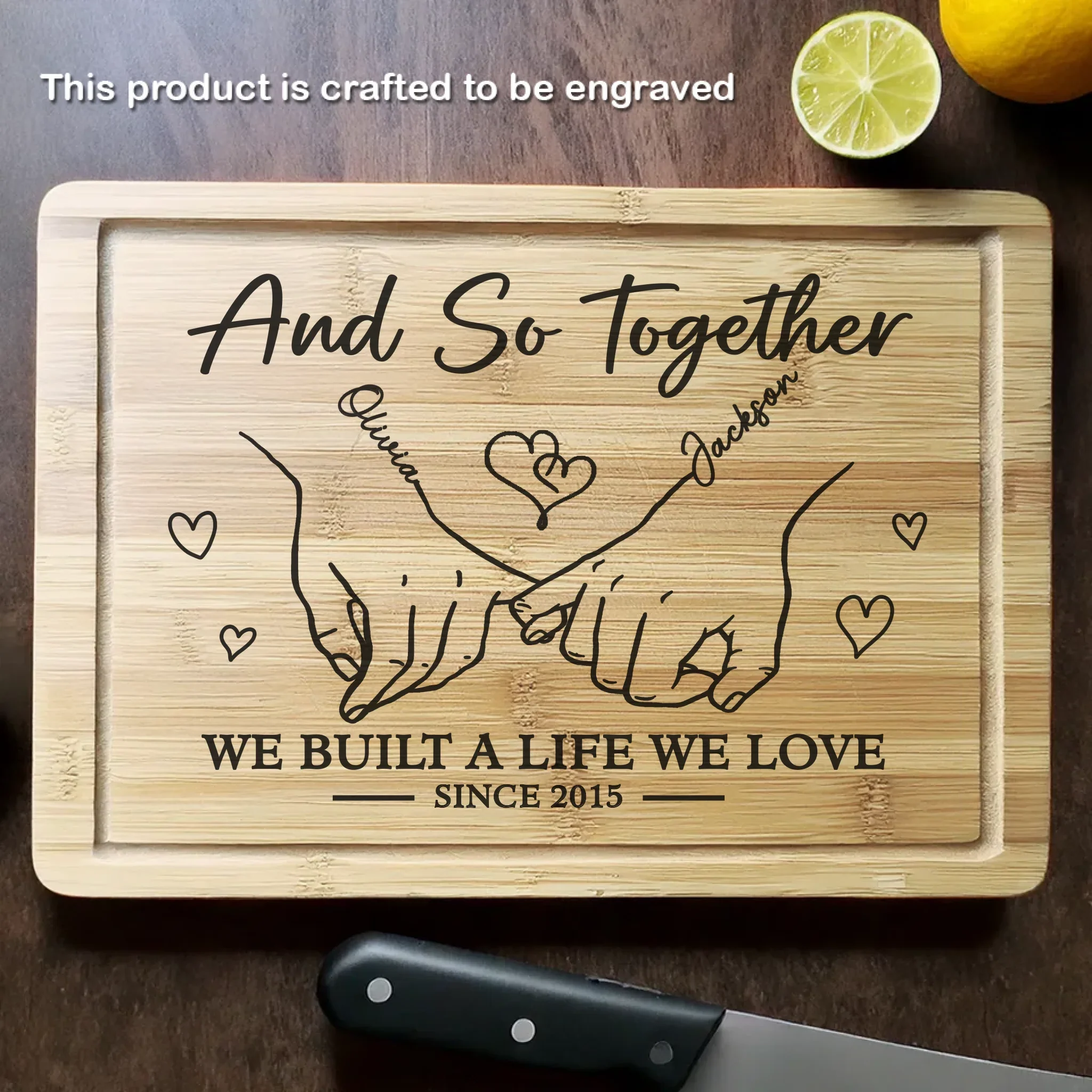 Whisking Through Life Together - Couple Personalized Custom Engraved Wooden Cutting Board - Gift For Husband Wife, Anniversary - Robaser