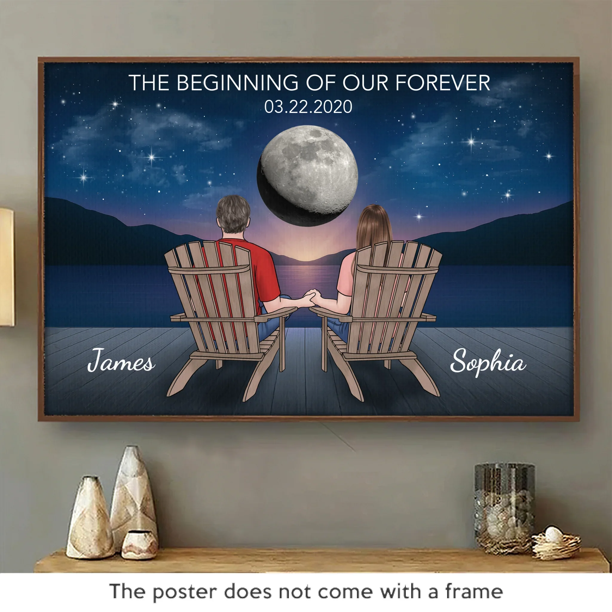Custom Horizontal Poster - Personalized Anniversary Wedding Gifts For Husband And Wife, Him And Her - The Beginning Of Our Forever - Robaser