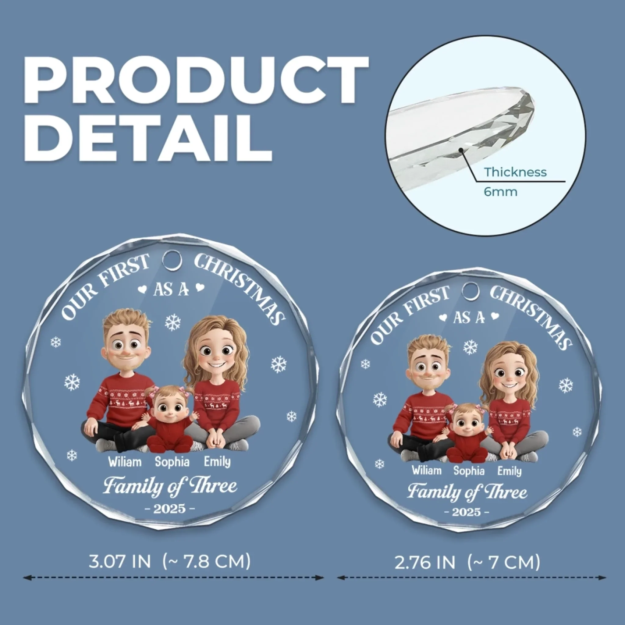 Custom Circle Glass Ornament - Personalized Christmas Birthday Gifts For Mom, Dad, Kids - Family Time Is Christmas Time - Robaser