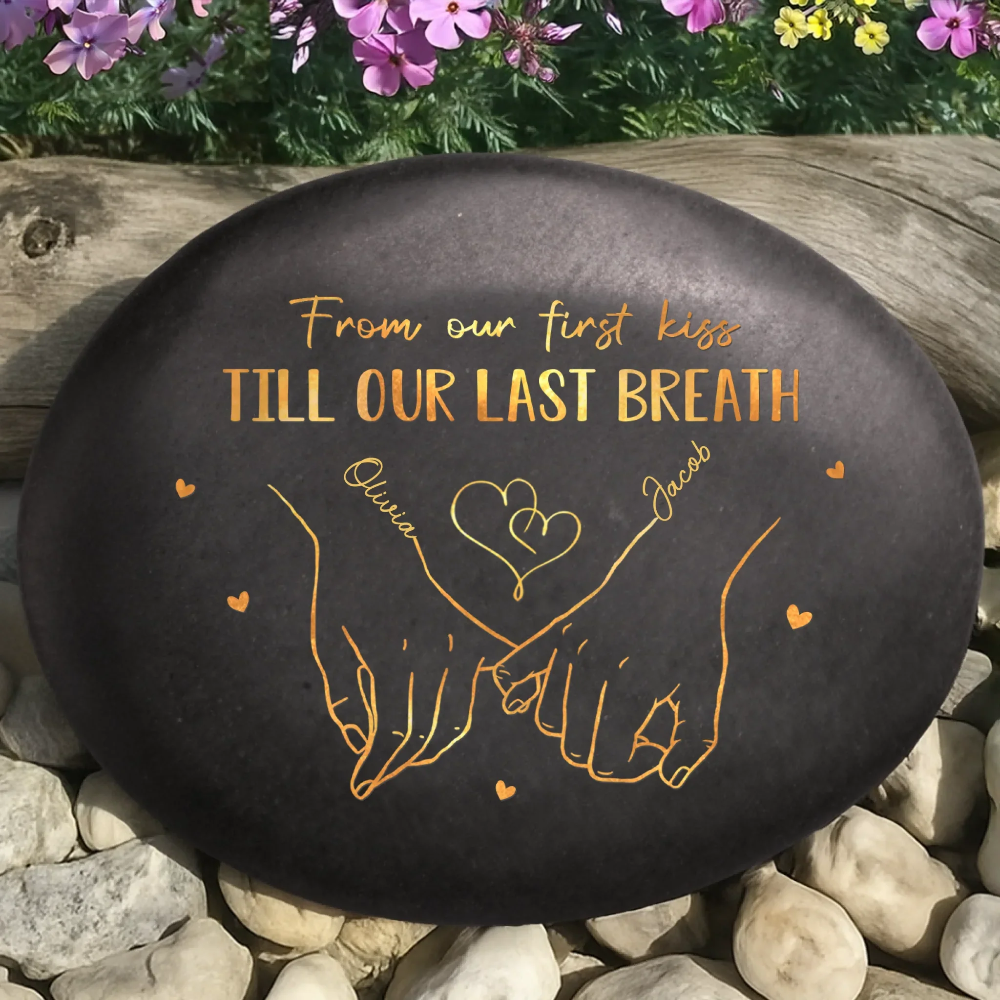 Custom Printed Rock - Personalized Anniversary Wedding Gifts For Husband And Wife, Him And Her - Hand In Hand, Come What May - Robaser