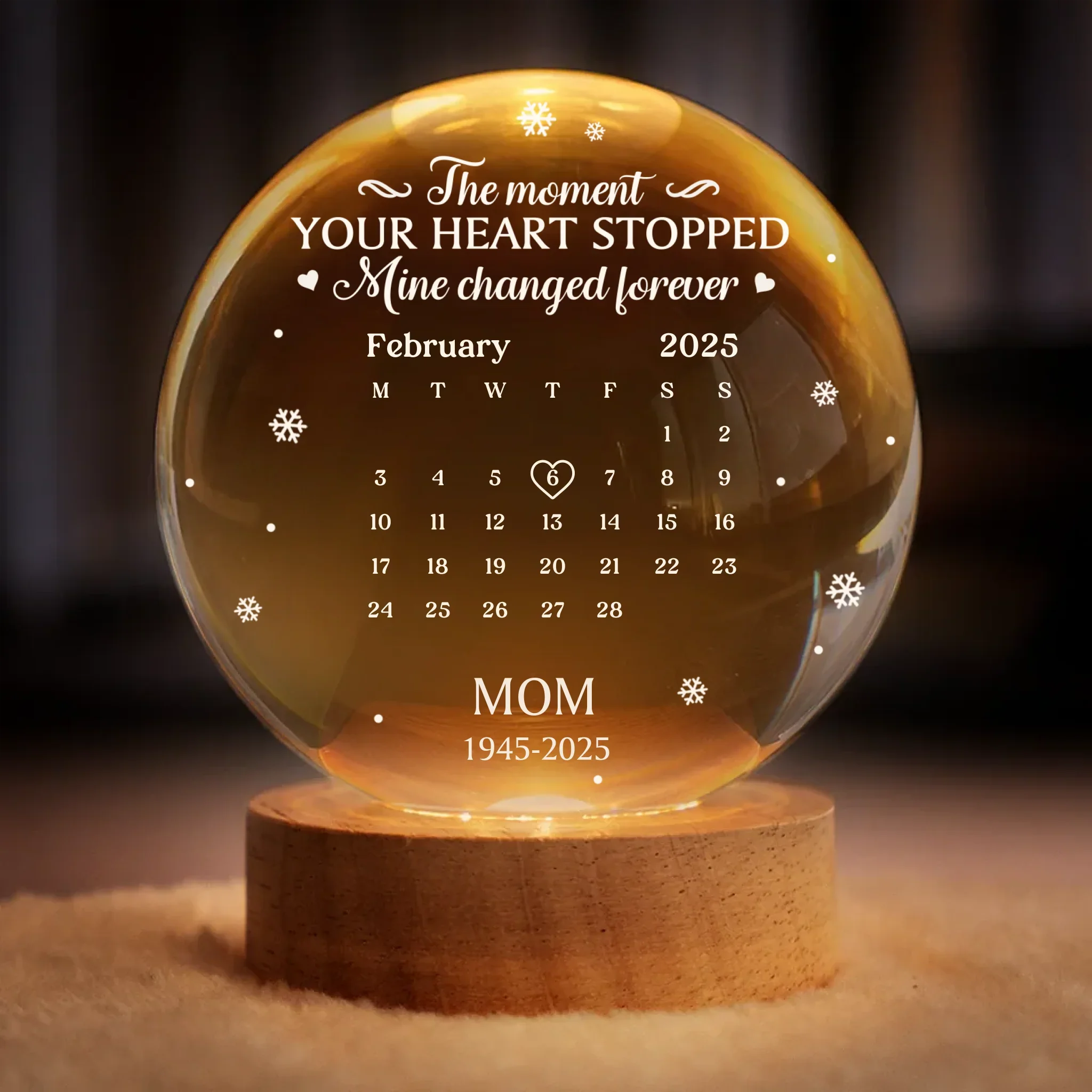 Custom Crystal Globe Lamp - Personalized Memorial Sympathy Gifts For Loss Of Mom, Dad - You Are My Light - Robaser