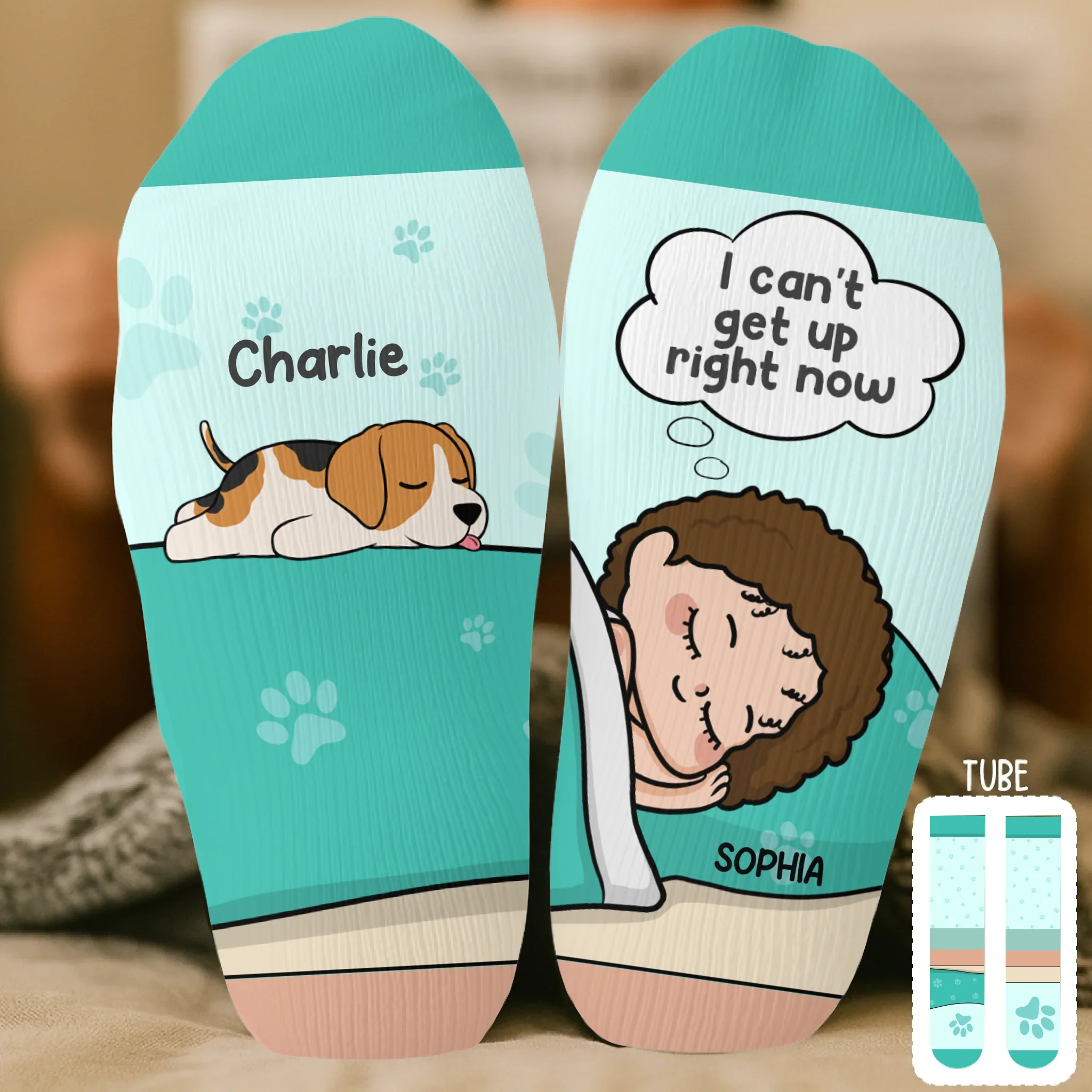 Custom Crew Socks - Personalized Birthday Gifts For Dog Lovers, Dog Dad And Mom - I Can't Get Up Right Now - Robaser