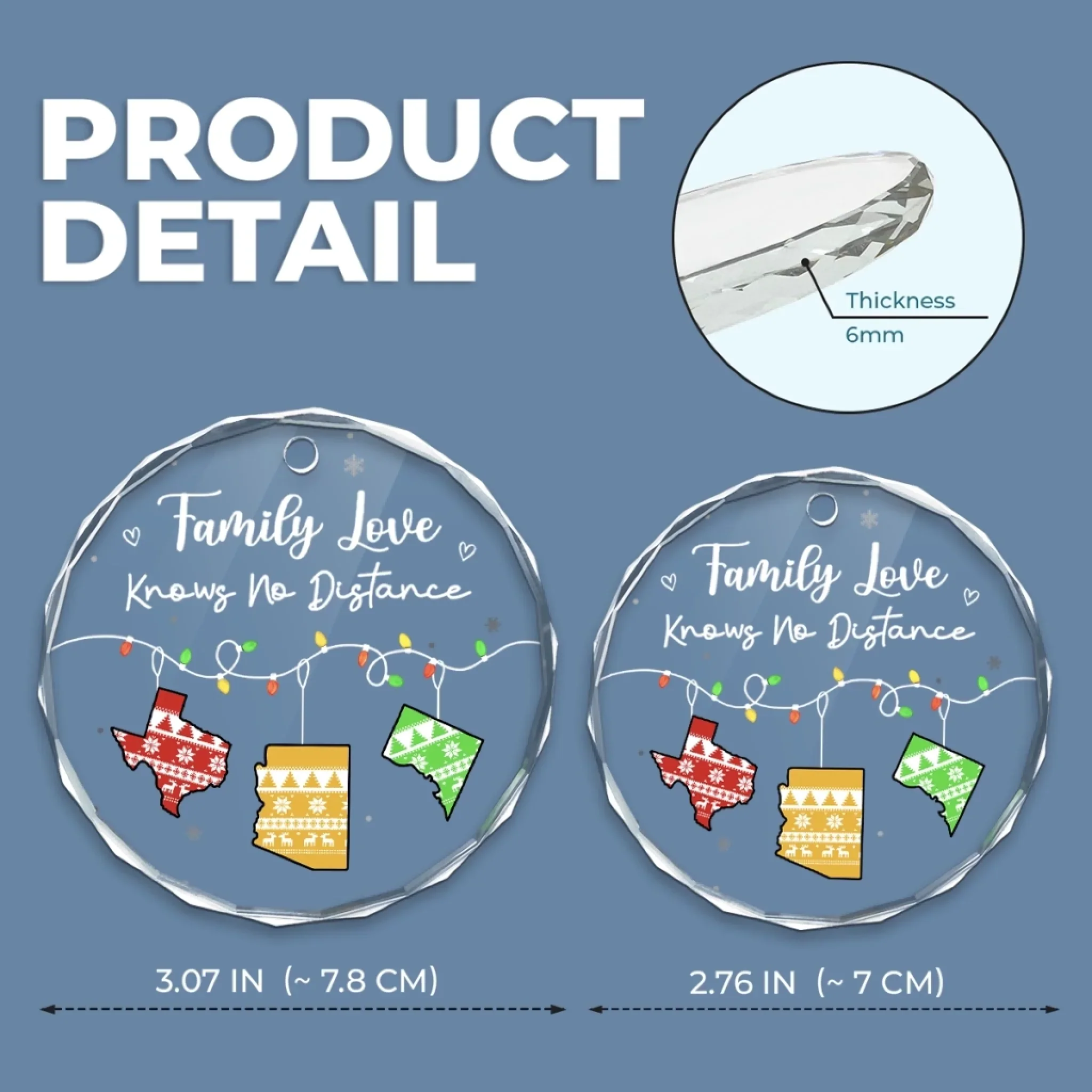 Custom Long Distance Circle Glass Ornament - Personalized Christmas Best Friend Birthday Gifts For Women, Besties, Sisters, BFF, Family - Wish We Were Closer Always - Robaser