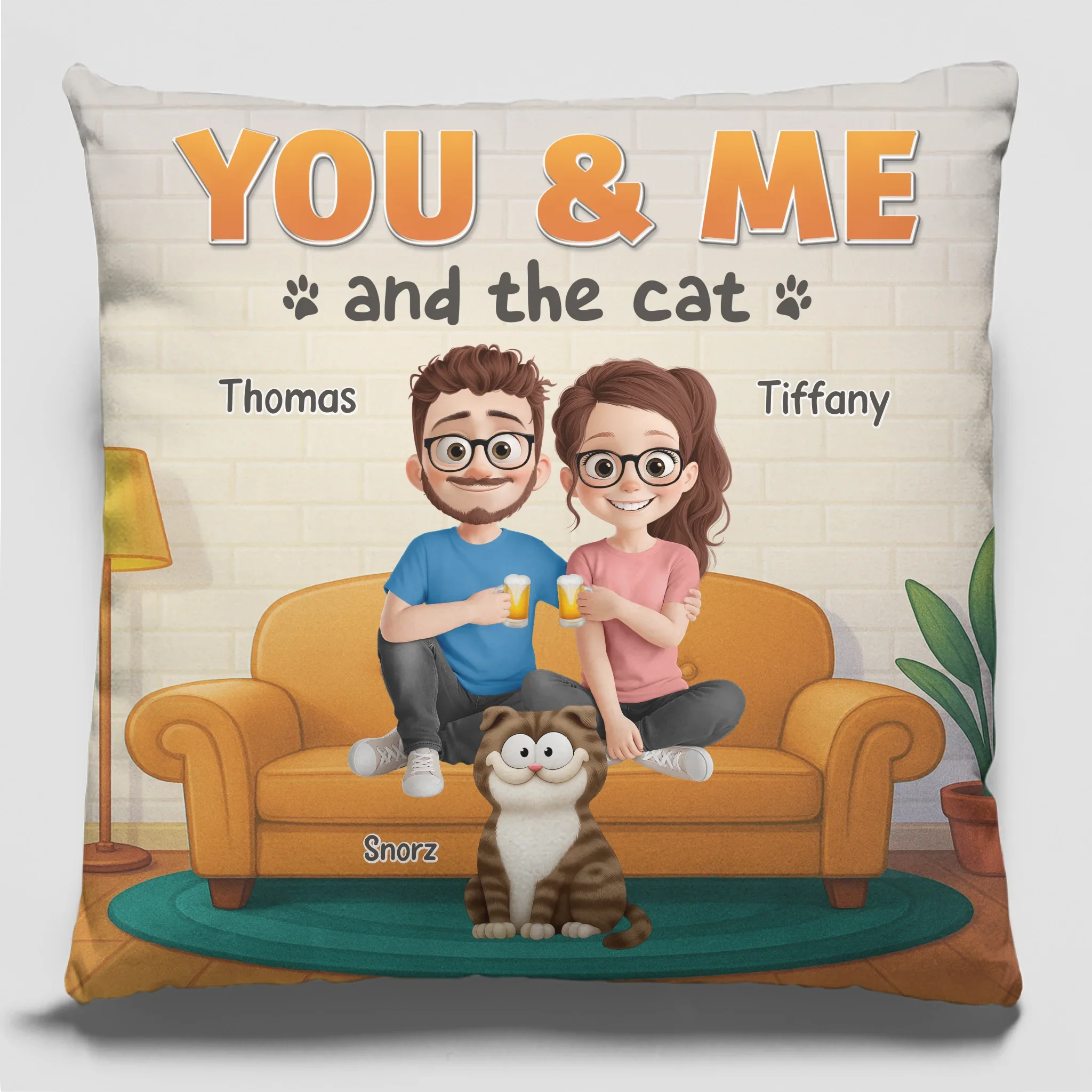 Custom Pillow - Personalized Anniversary Wedding Gifts For Husband And Wife, Cat Mom And Dad - Cozy Nights With Purrfect Company - Robaser