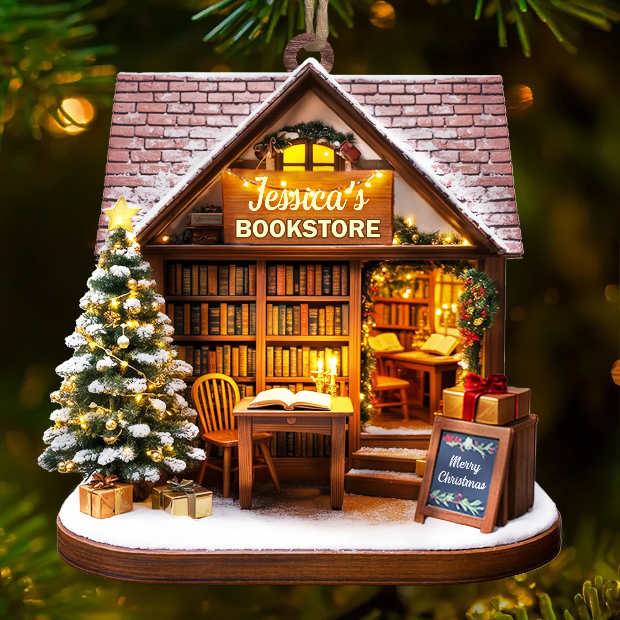 Custom Wood Ornament - Personalized Christmas  Bookish Gifts For Book Lovers, Bookworms, Readers - A Book Lover  s Holiday Dream - Robaser