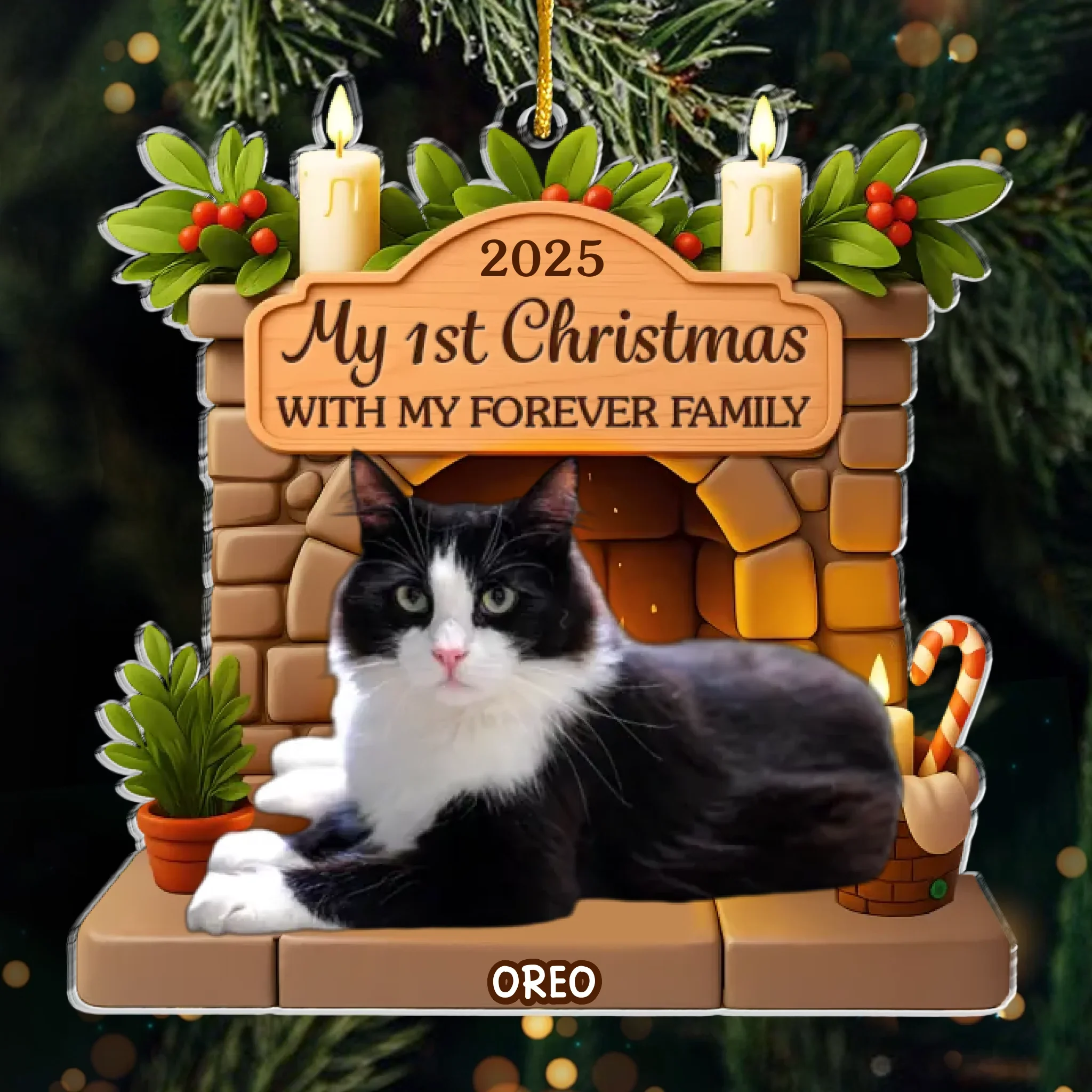 Custom Photo First Christmas Acrylic Ornament - Personalized Christmas Birthday Gifts For Dog Lovers, Dog Dad And Mom - Pets Make Life Brighter - Robaser