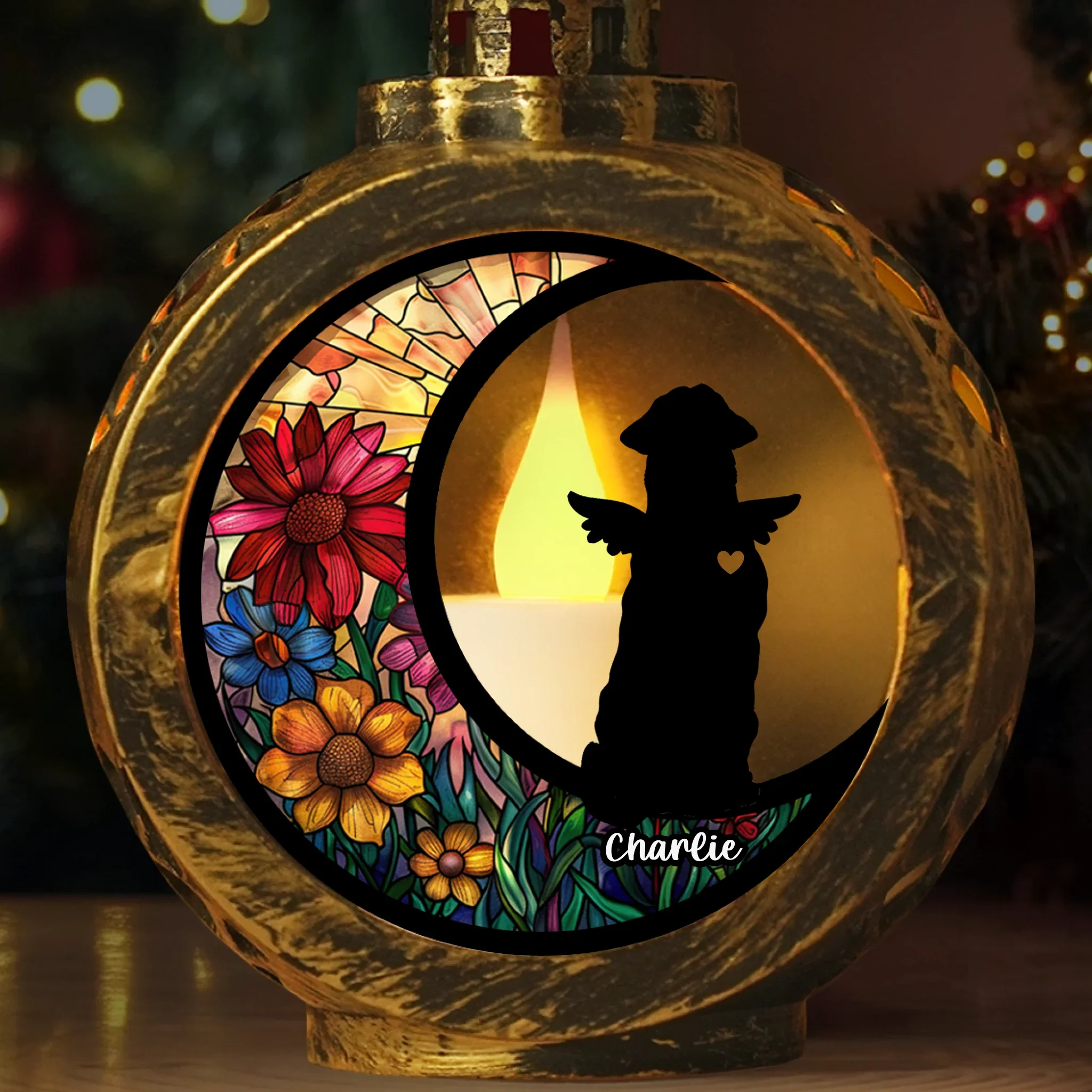 Custom Candlelight Lantern Ornament - Personalized Pet Christmas Memorial Sympathy Gifts For Dogs - Your Paw Prints Are Etched In My Heart - Robaser