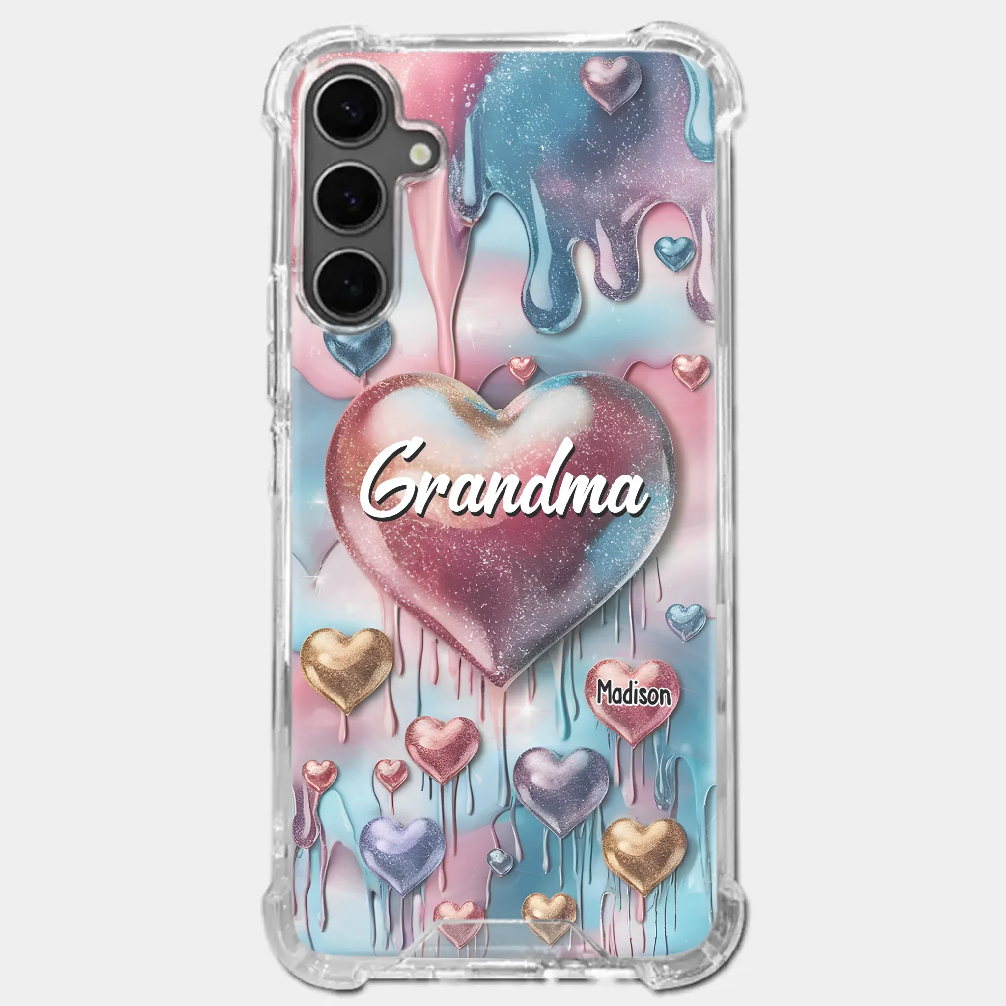 Forever In Grandmother's Heart - Family Personalized Custom 3D Inflated Effect Printed Clear Phone Case - Gift For Mom, Grandma - Robaser