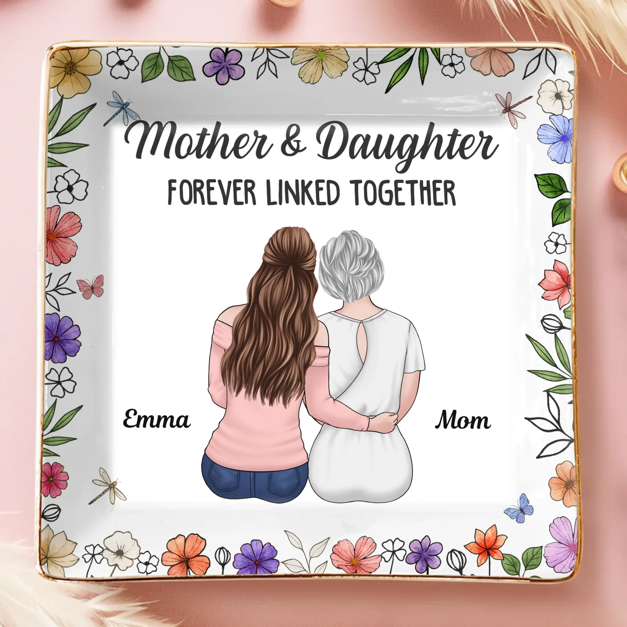 Custom Full-Print Jewelry Dish - Personalized Birthday Gifts For Mom, Daughter - A Bond Time Cannot Break - Robaser