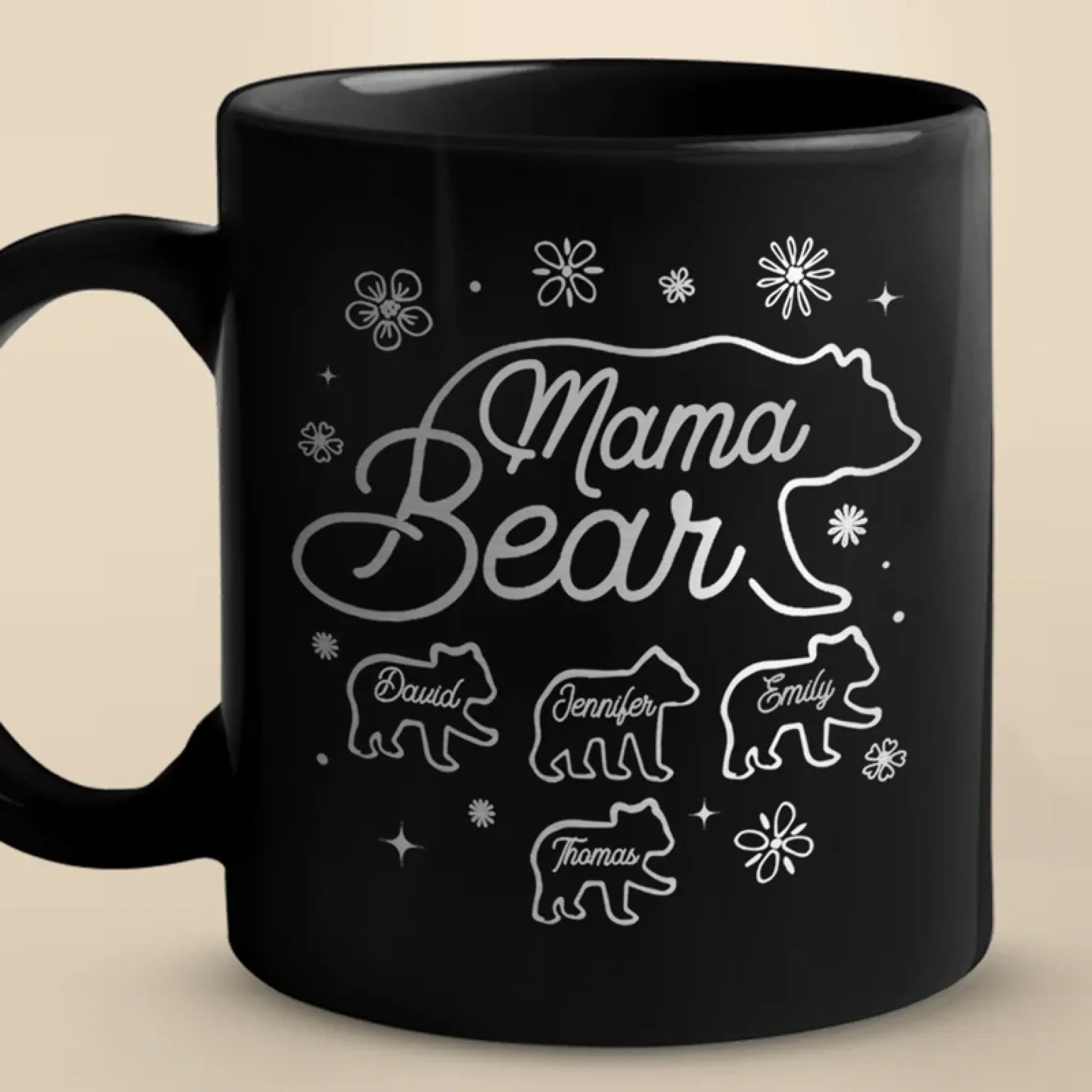 Lead With Love - Family Personalized Custom Black Mug - Mother's Day, Gift For Mom, Grandma - Robaser