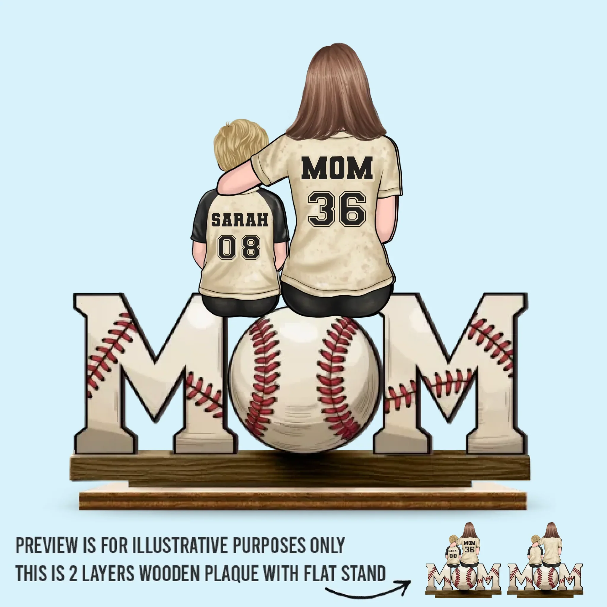 Teammates For Life - Family Personalized Custom Shaped 2-Layered Wooden Plaque With Flat Stand - Mother's Day, House Warming Gift For Mom, Sport Lovers, Sport Players - Robaser