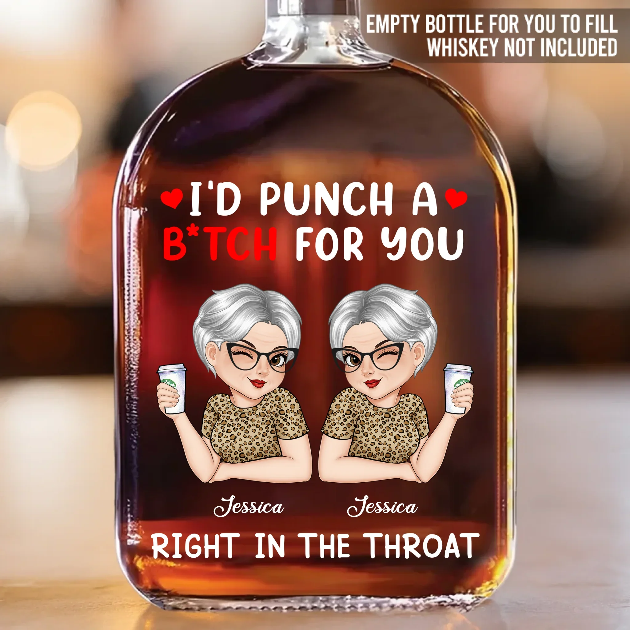 Partners In Crime - Bestie Personalized Custom Whiskey Bottle - Gift For Best Friends, BFF, Sisters - Robaser