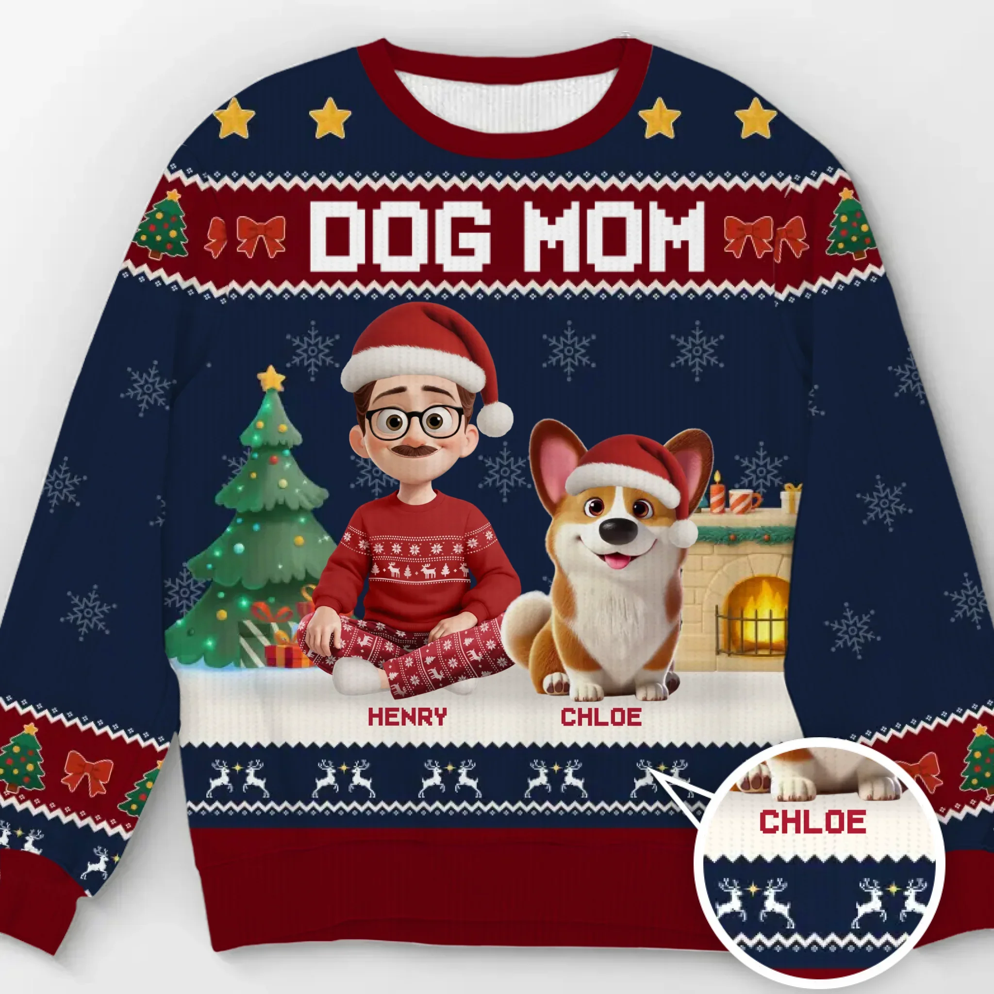 Custom Unisex Ugly Sweatshirt - Personalized  Christmas Birthday Gifts For Dog Cat Lovers, Dog Dad And Mom, Cat Owners - Santa  s Favorite Dog Mom - Robaser