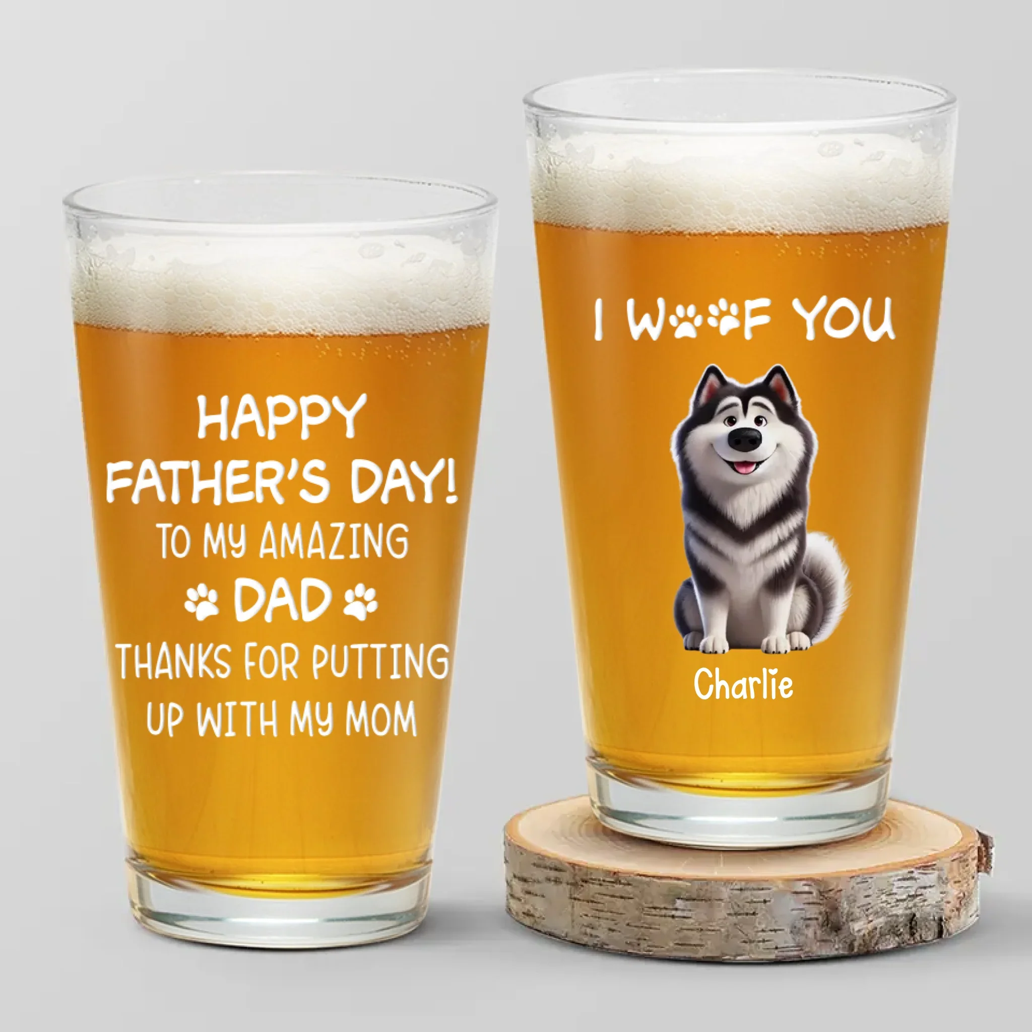 I May Stink Sometimes, But You Still Rock, Dad - Dog Personalized Custom Beer Glass - Father's Day, Gift For Pet Owners, Pet Lovers - Robaser