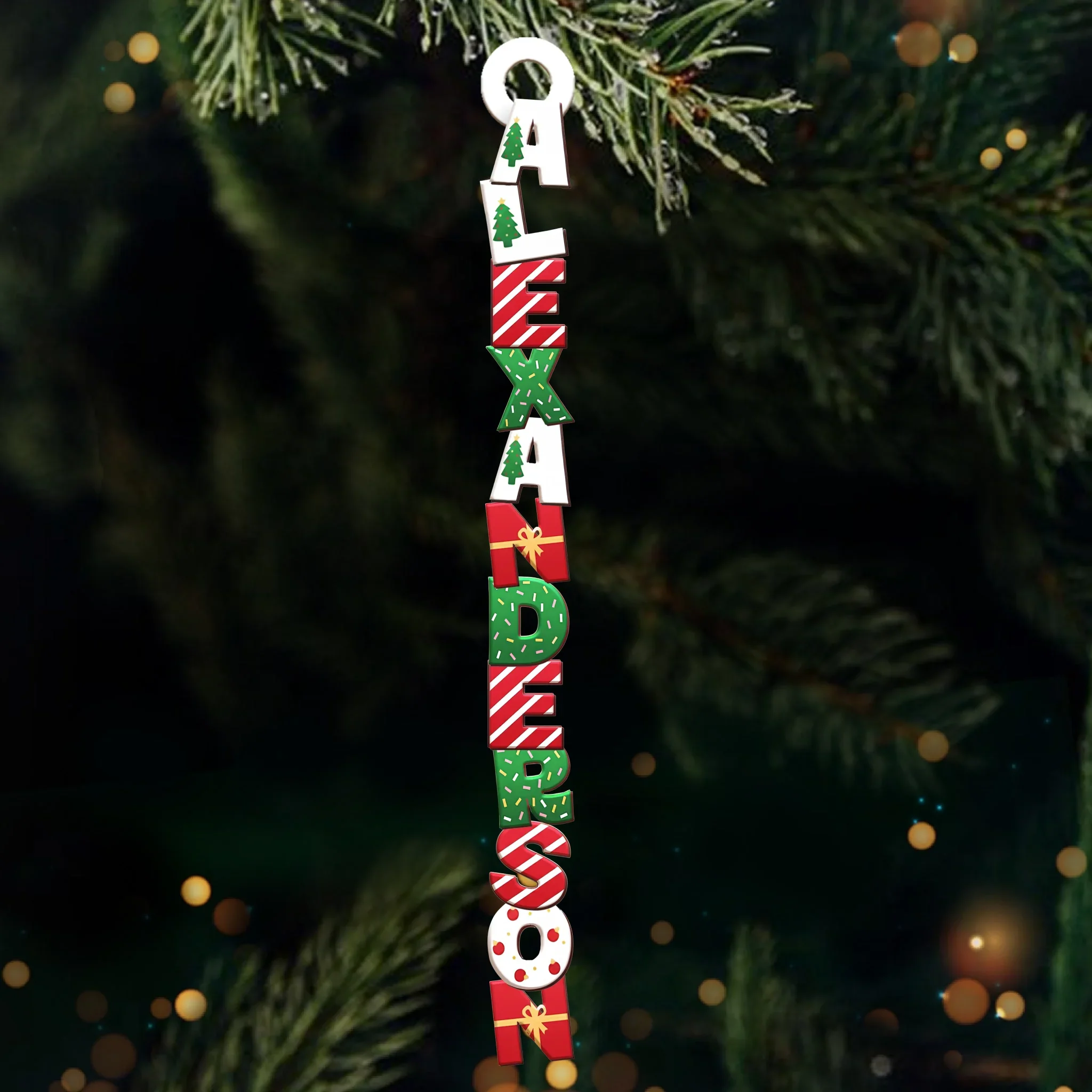 Custom Letter Wooden Ornament - Personalized Christmas Birthday Gifts For Mom, Dad, Brother, Sister, Kids - Add A Little Candy Cane Magic - Robaser