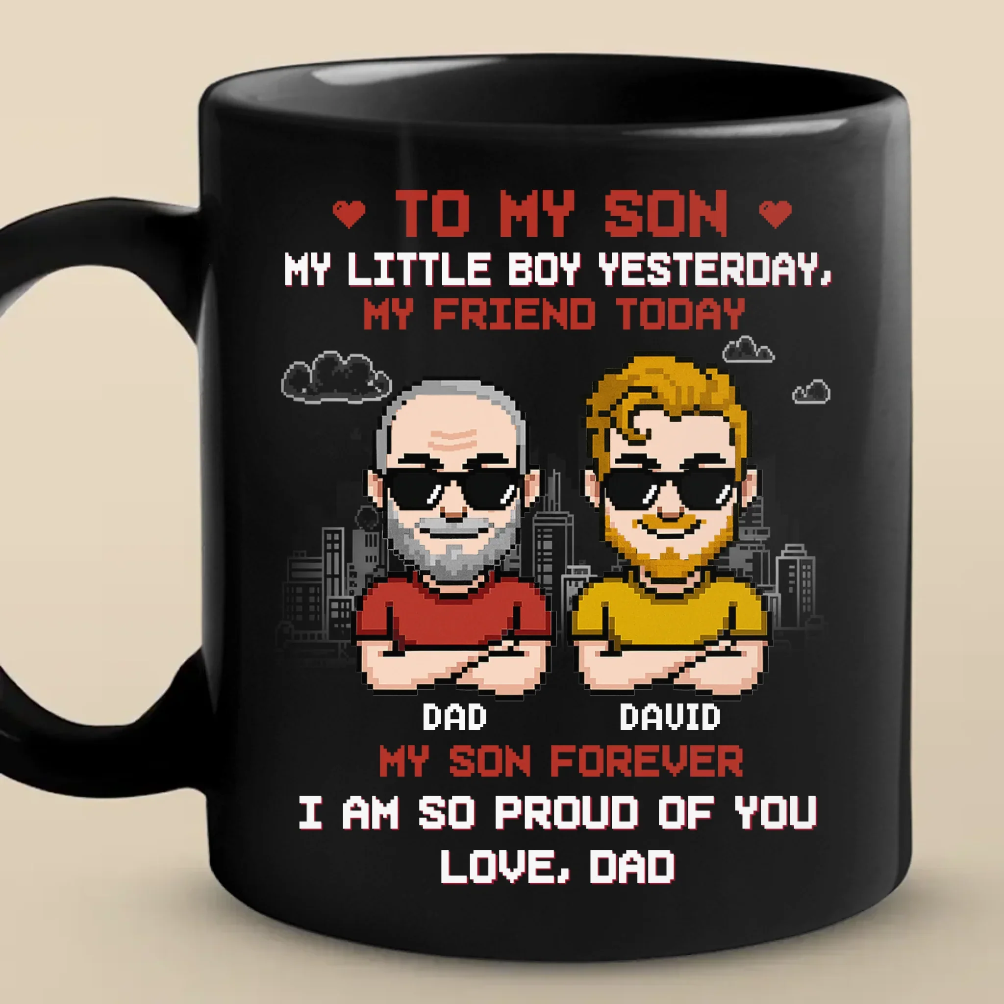 Custom Black Mug - Personalized Birthday Gifts For Dad, Son - Two Generations One Bond - Robaser