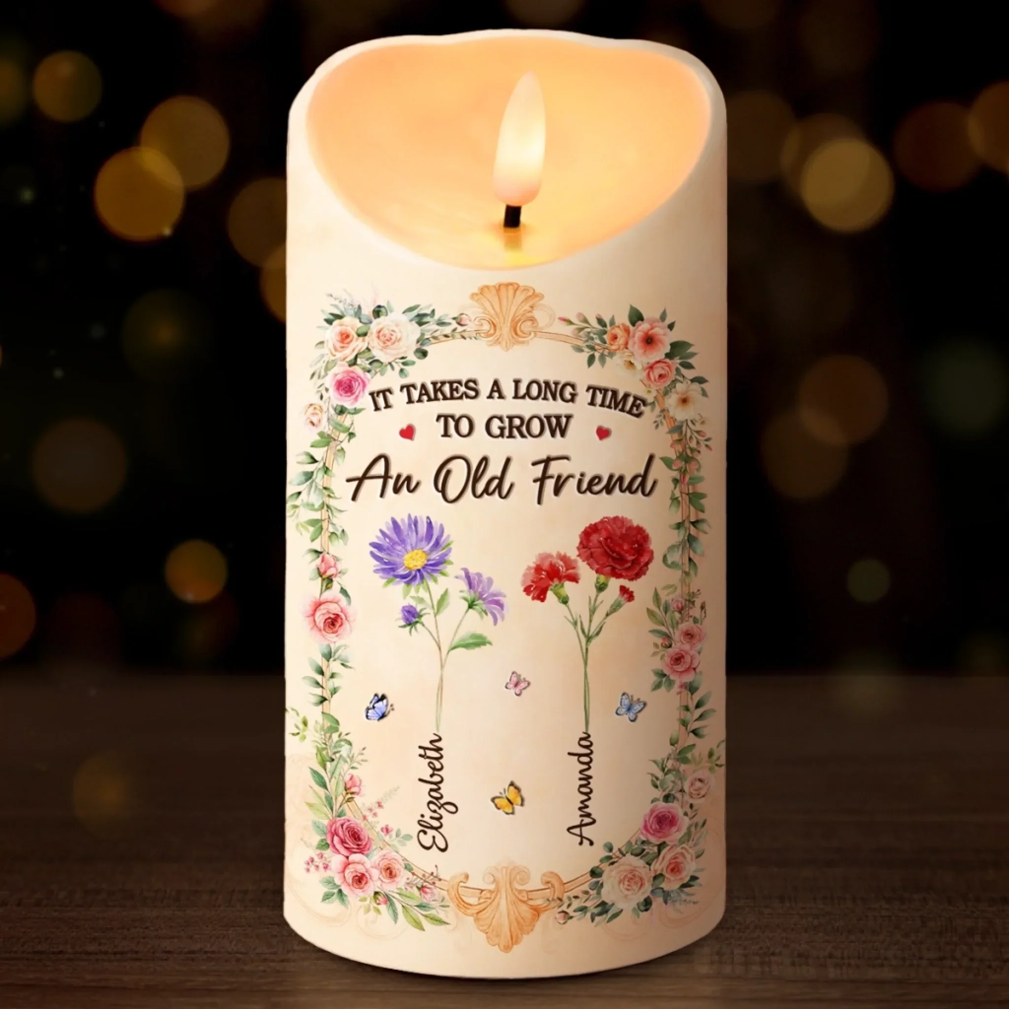 Custom LED Candle - Personalized Best Friend Birthday Gifts For Women, Besties, Sisters, BFF - Shine Through Every Storm - Robaser