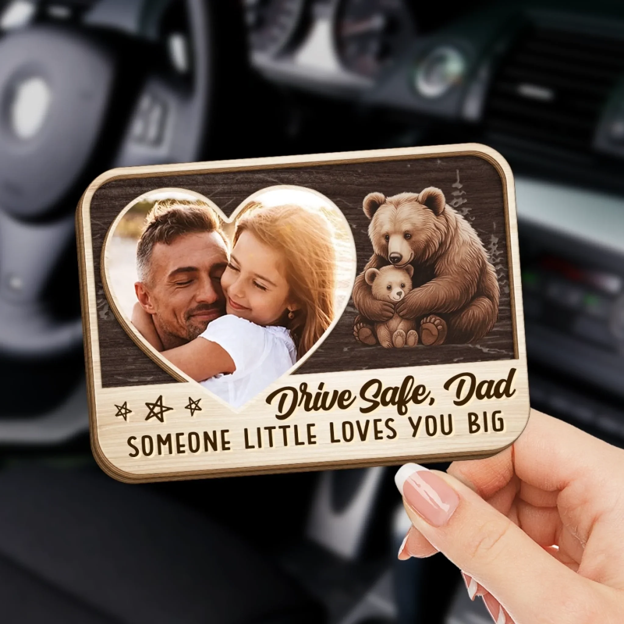 Custom Photo Someone Little Loves You Big	- Family Personalized Custom Car Visor Clip - Father's Day, Gift For Dad, Grandpa - Robaser