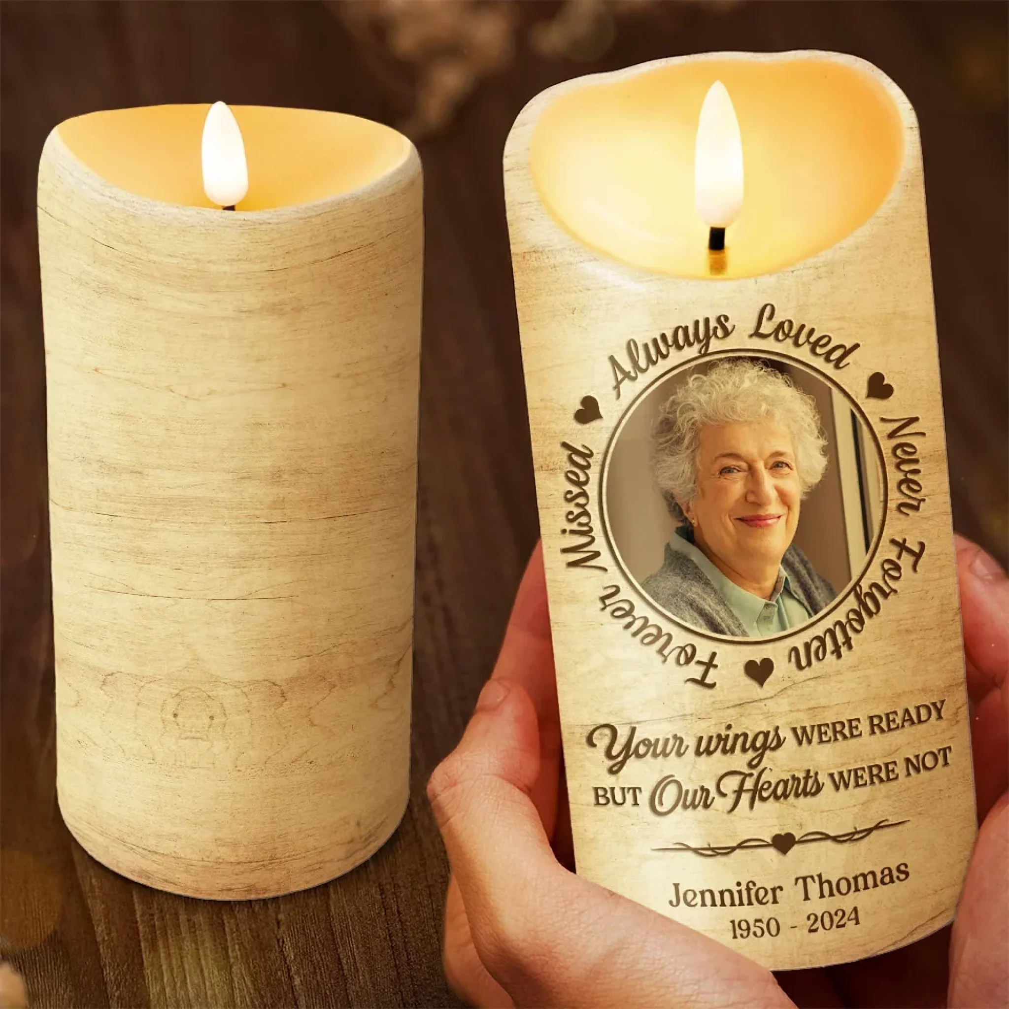 Custom Photo You Left A Footprint On Our Hearts - New Arrival, Memorial Personalized Custom LED Candle - Sympathy Gift, Christmas Gift For Family Members AMZ - Robaser