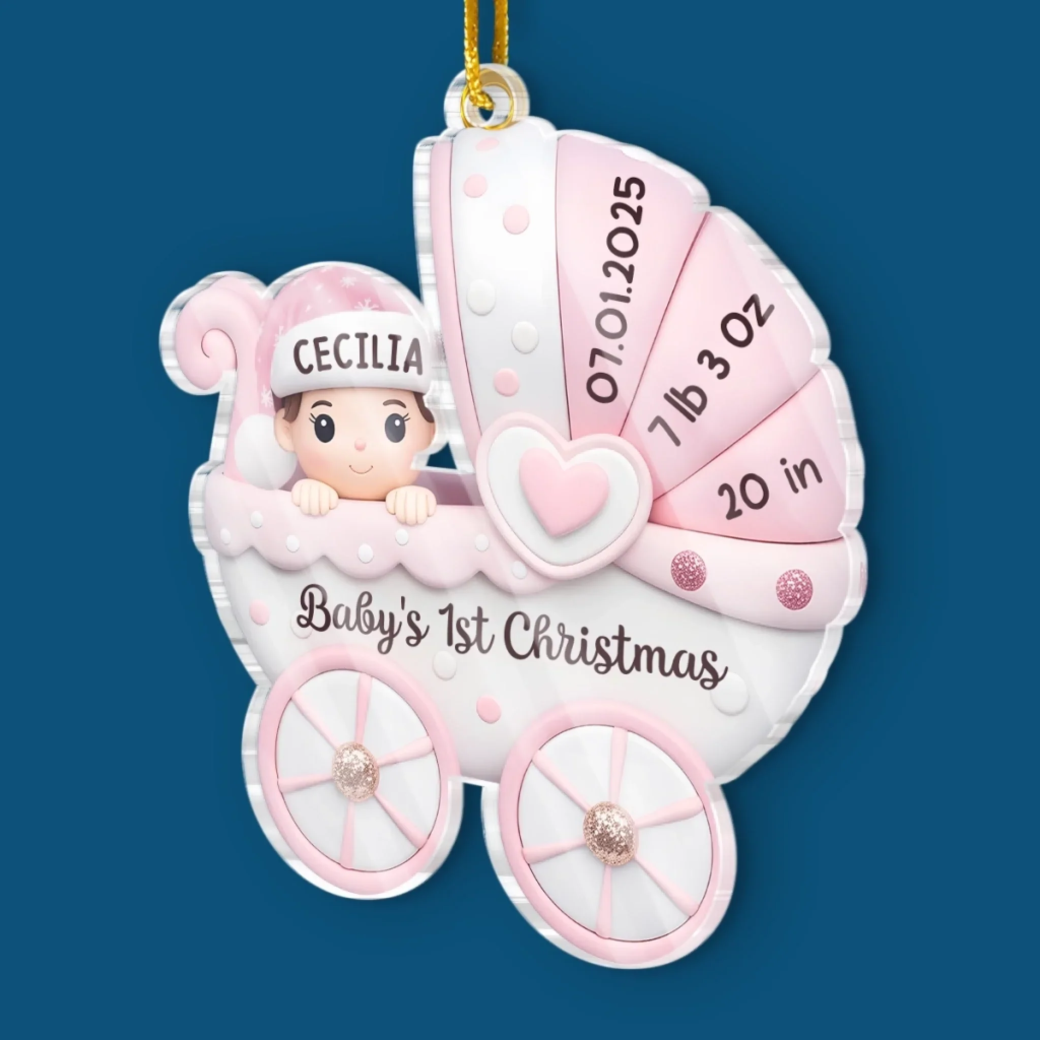 Custom Acrylic Ornament - Personalized Christmas Baby Shower, Gender Reveal Gifts For New Moms, New Dads, New Parents - Baby  s First Christmas Joyride - Robaser