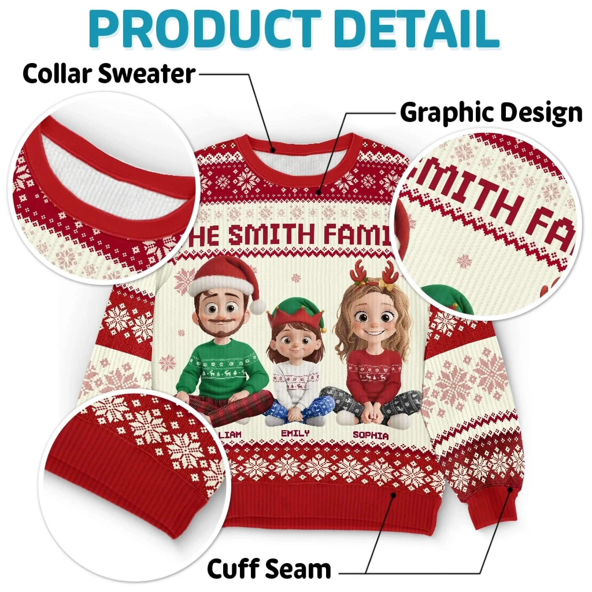 Custom Unisex Ugly Sweatshirt - Personalized  Christmas Birthday Gifts For Family, Dog Cat Lovers - Santa  s Favorite Family - Robaser