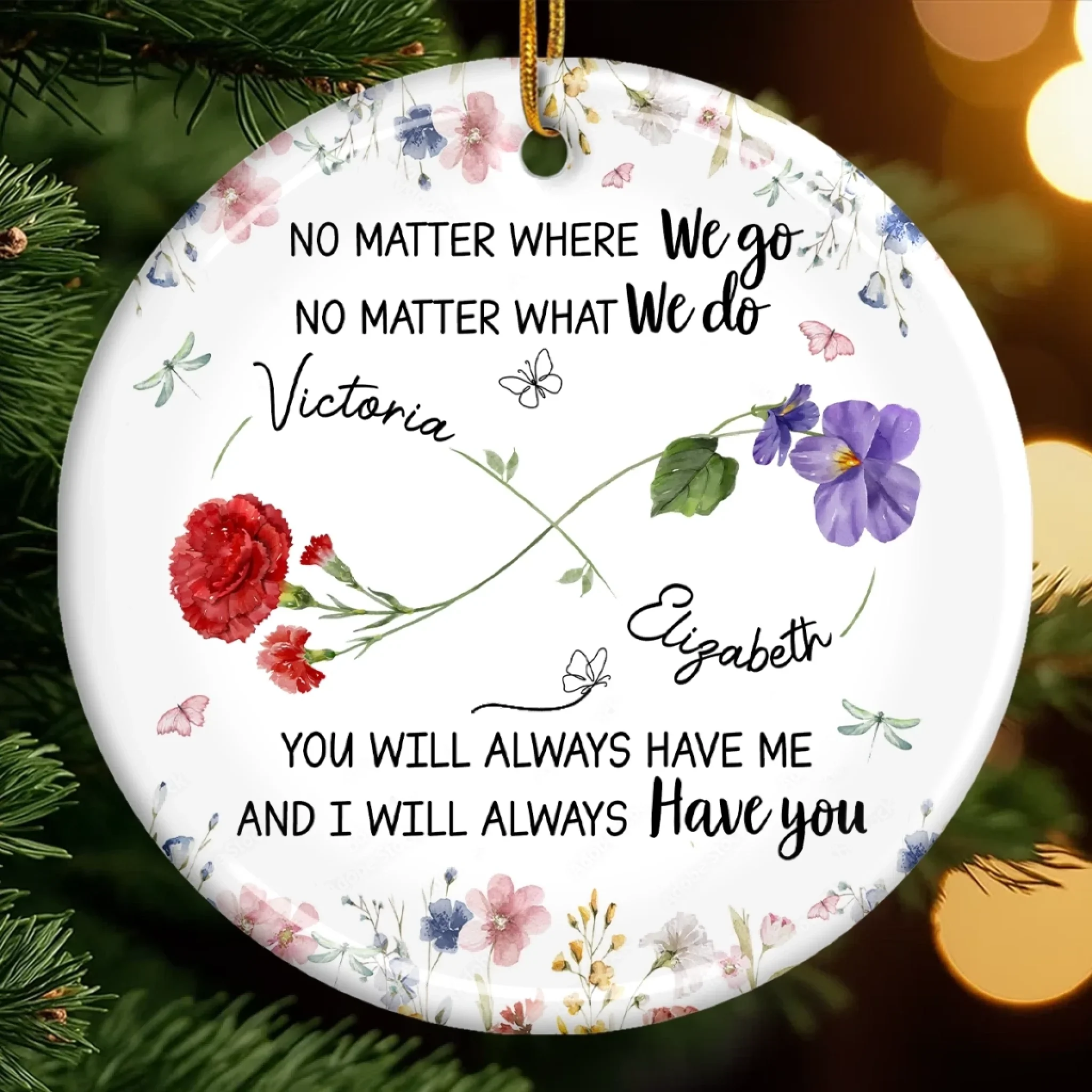 Custom Ceramic Ornament - Personalized Best Friend Christmas Birthday Gifts For Women, Besties, Sisters, BFF - Different Paths, Same Bond - Robaser