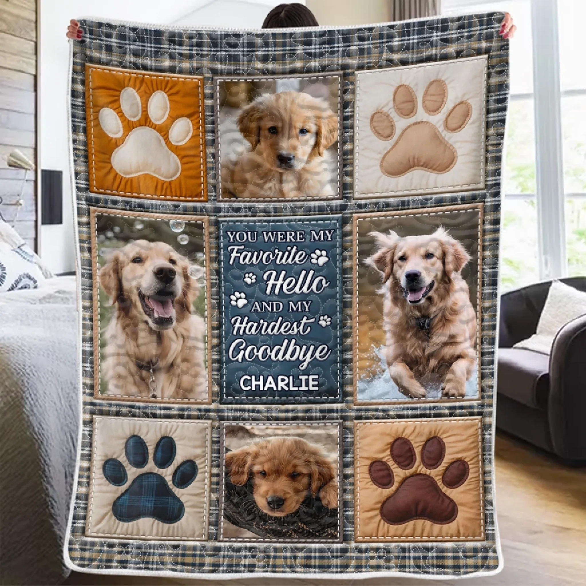 Custom Photo Blanket - Personalized Pet Christmas Memorial Sympathy Gifts For Dogs, Cats - Forever Treasured Never Forgotten - Robaser