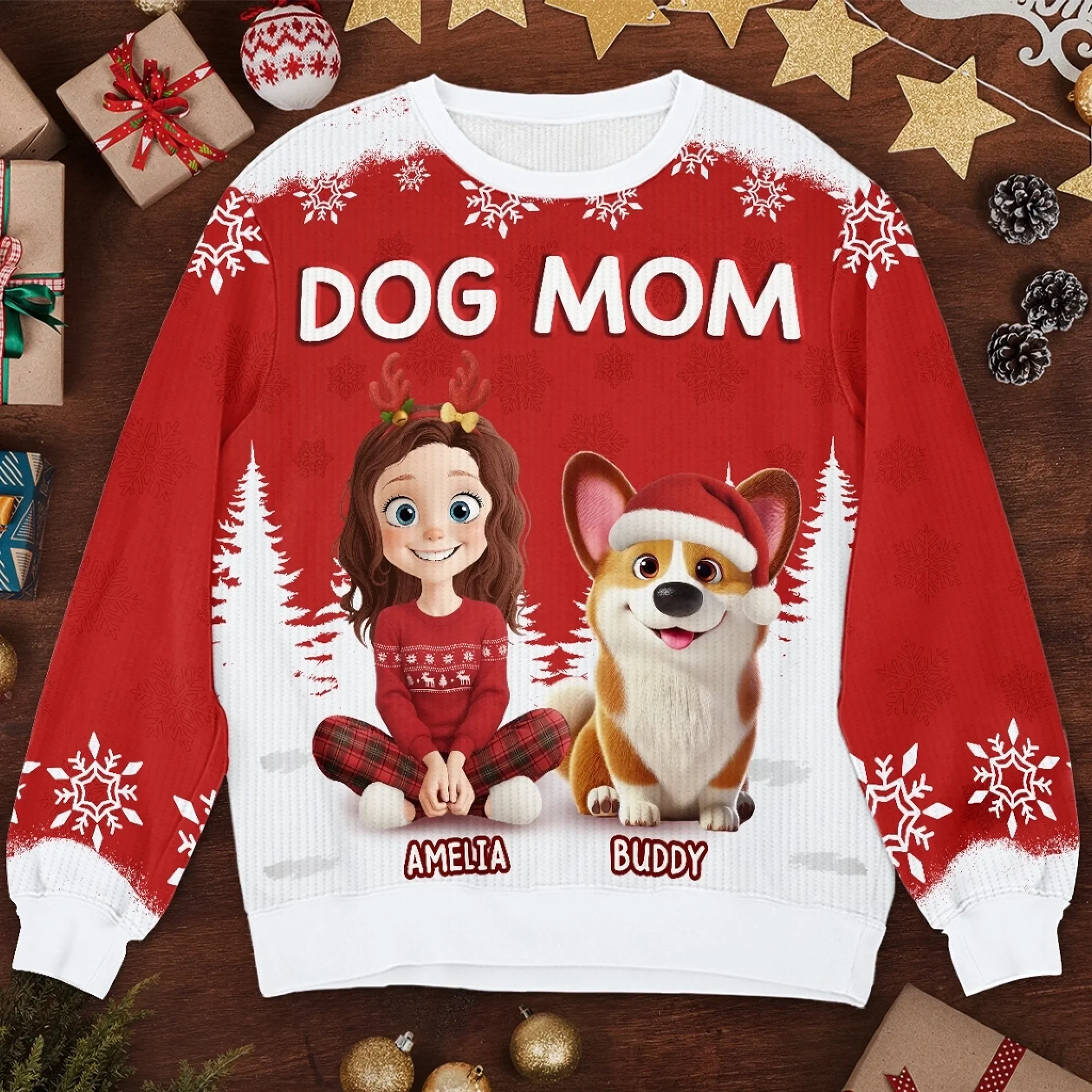 Custom Unisex Ugly Sweatshirt - Personalized  Christmas Birthday Gifts For Dog Lovers, Dog Dad And Mom - Furry Love Looks Good On Me - Robaser
