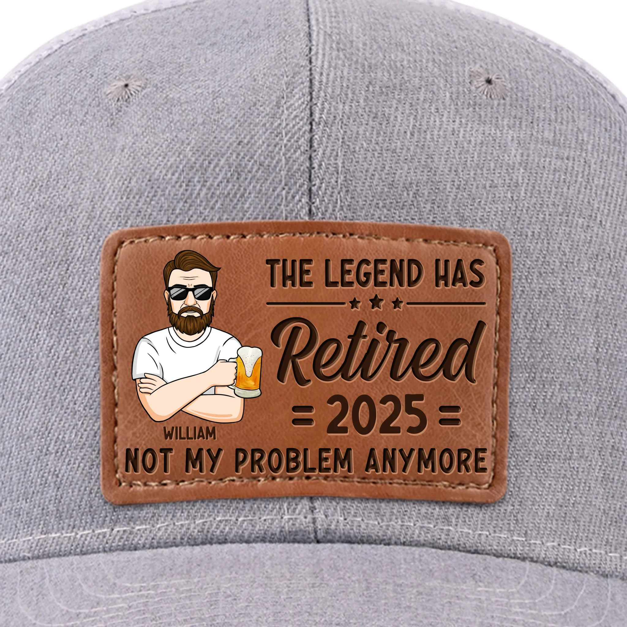 Custom Leather Patch Hat - Personalized Retirement Gifts For Women, Men - Not My Problem Anymore - Robaser